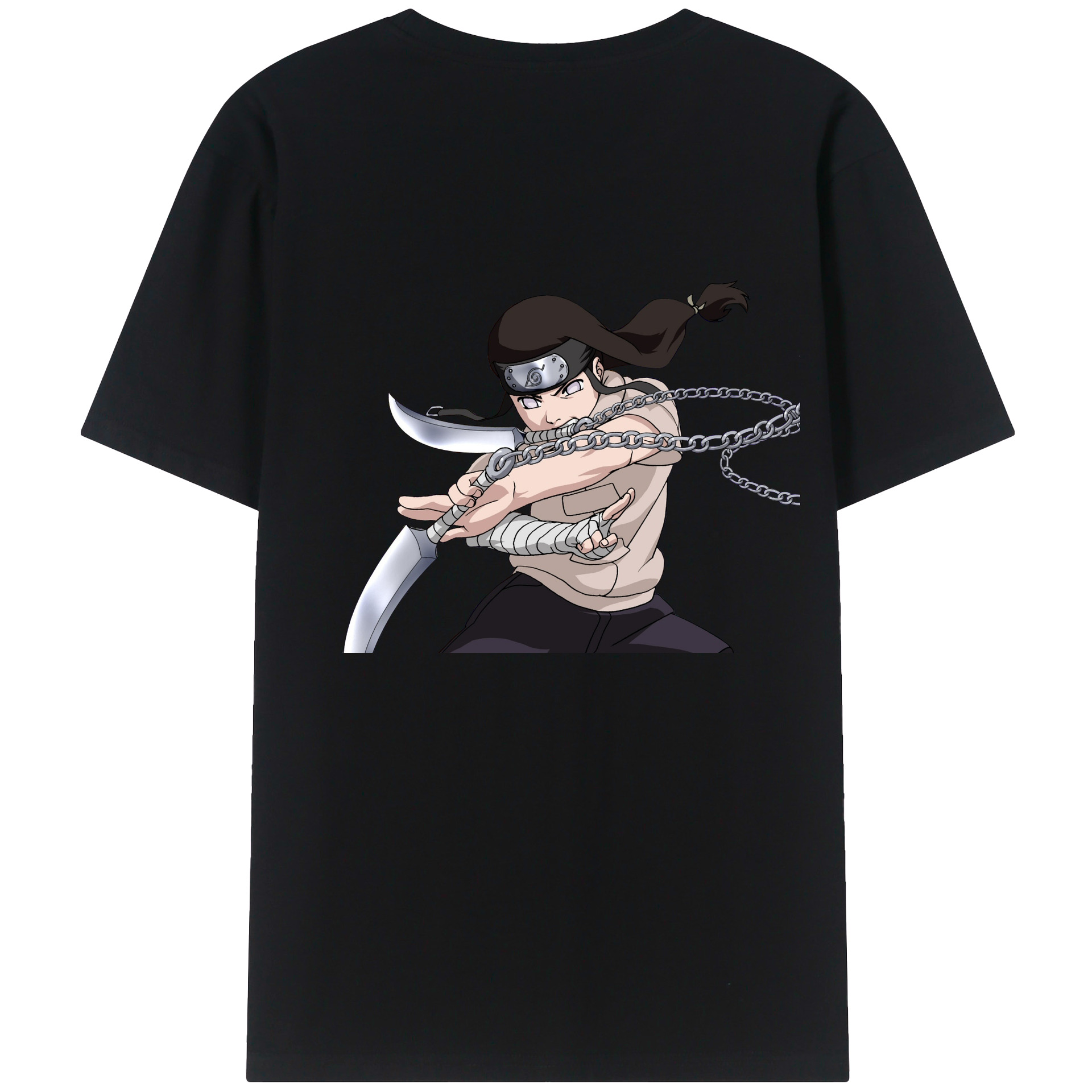 （画像用） NARUTO -ナルト- 日向ネジ Hyūga Neji 綿100％半袖Tシャツ（背面プリント）