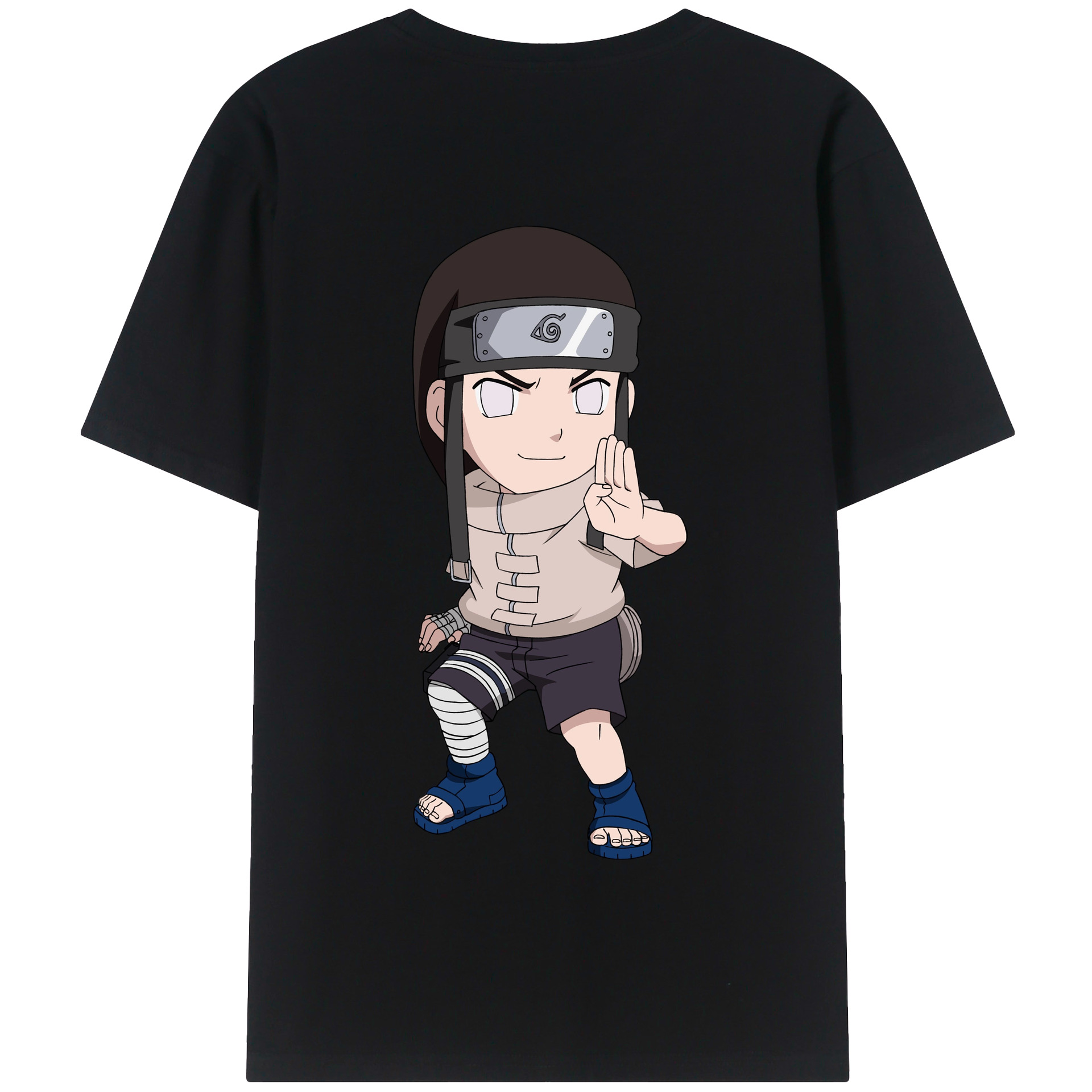 （画像用） NARUTO -ナルト- 日向ネジ Hyūga Neji 綿100％半袖Tシャツ（背面プリント）