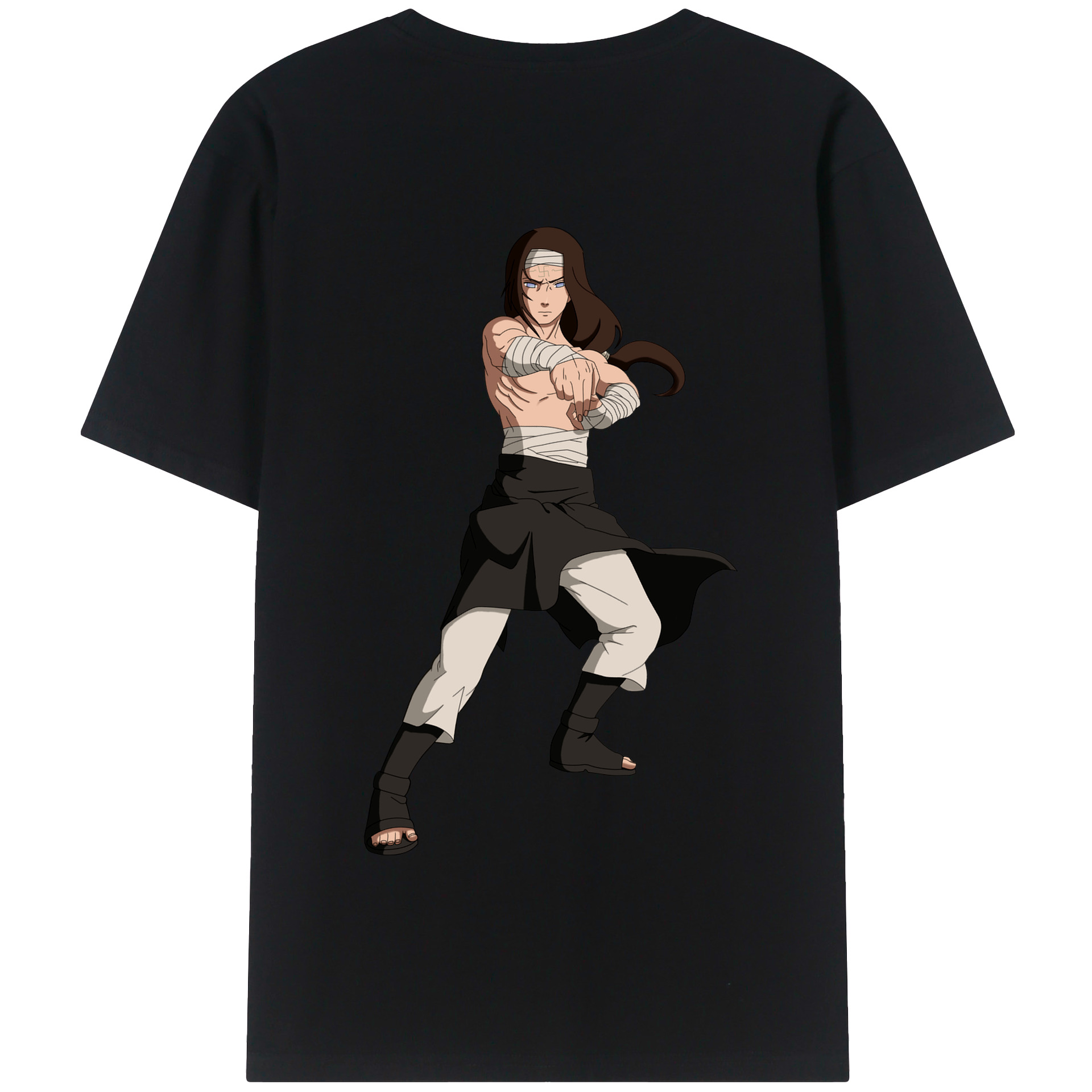 （画像用） NARUTO -ナルト- 日向ネジ Hyūga Neji 綿100％半袖Tシャツ（背面プリント）