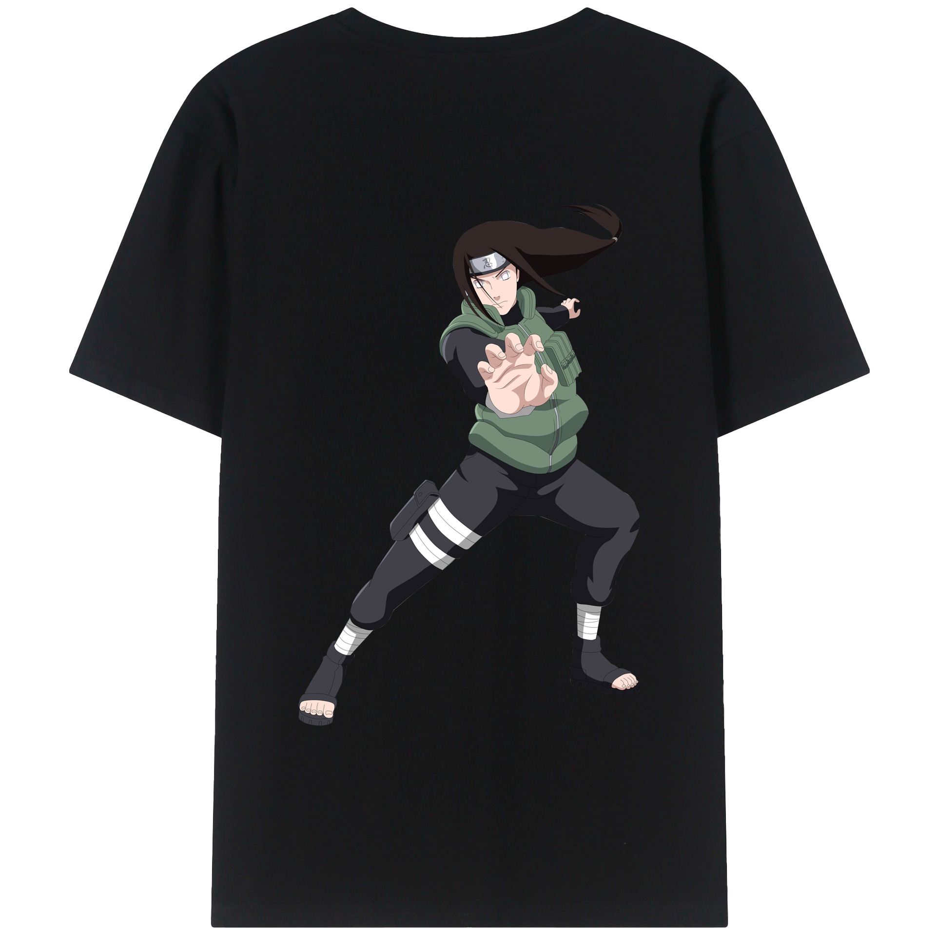 （画像用） NARUTO -ナルト- 日向ネジ Hyūga Neji 綿100％半袖Tシャツ（背面プリント）