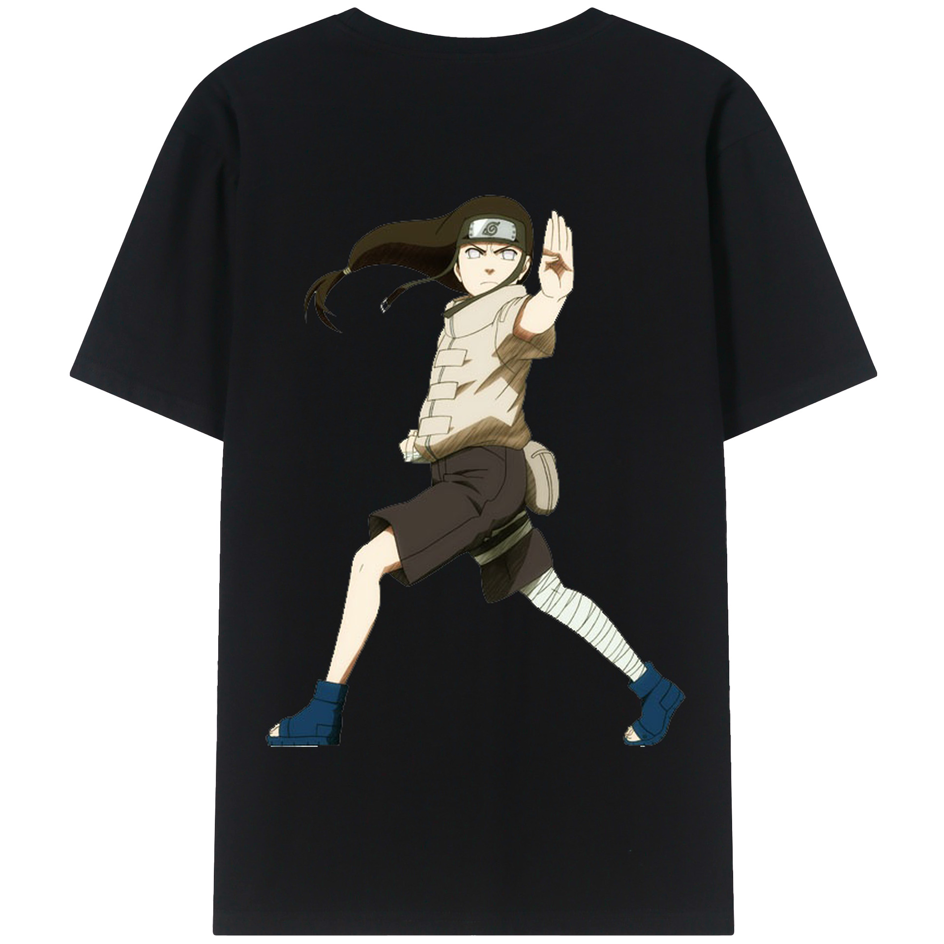 （画像用） NARUTO -ナルト- 日向ネジ Hyūga Neji 綿100％半袖Tシャツ（背面プリント）