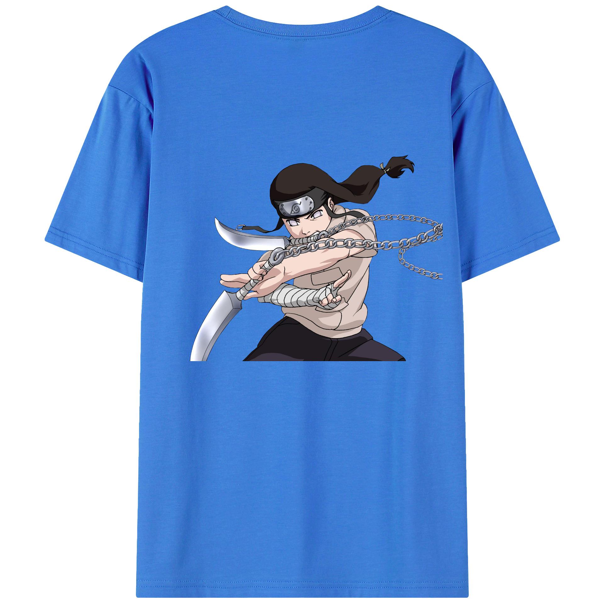 （画像用） NARUTO -ナルト- 日向ネジ Hyūga Neji 綿100％半袖Tシャツ（背面プリント）