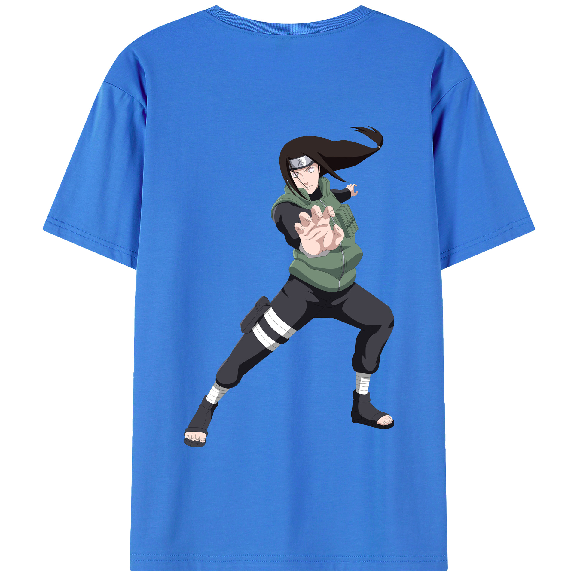 （画像用） NARUTO -ナルト- 日向ネジ Hyūga Neji 綿100％半袖Tシャツ（背面プリント）