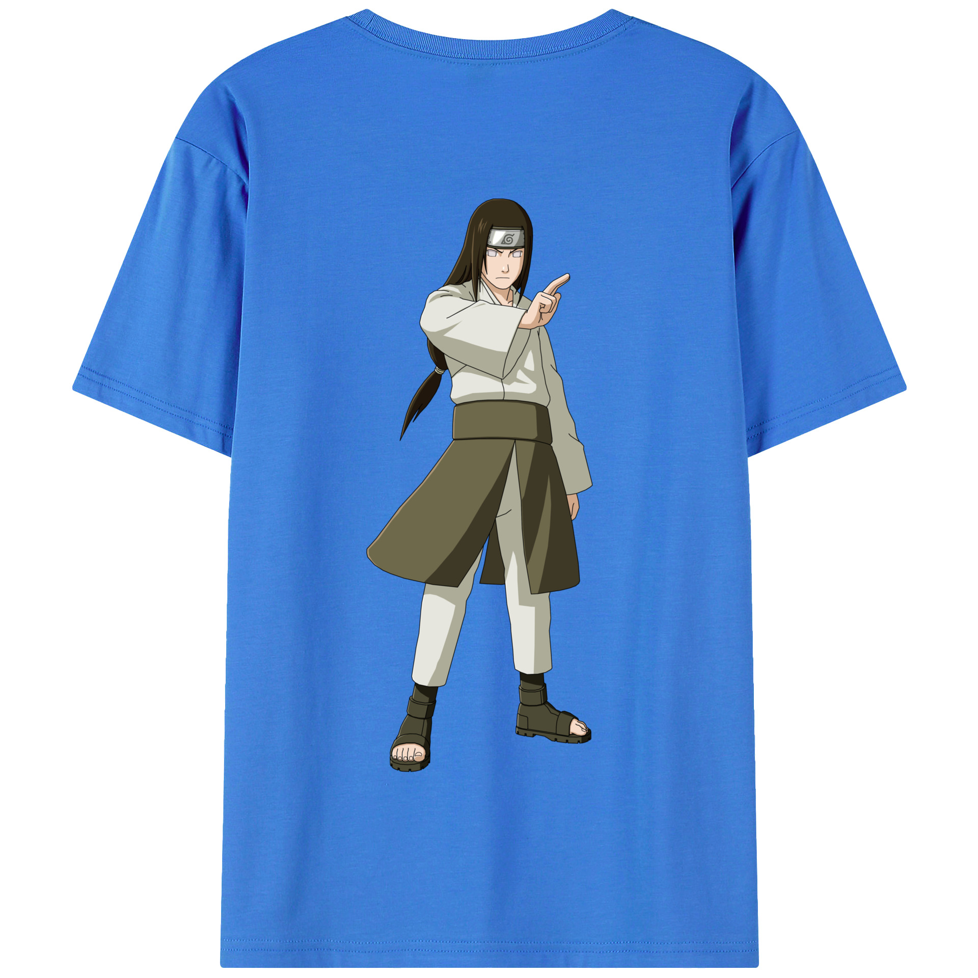 （画像用） NARUTO -ナルト- 日向ネジ Hyūga Neji 綿100％半袖Tシャツ（背面プリント）