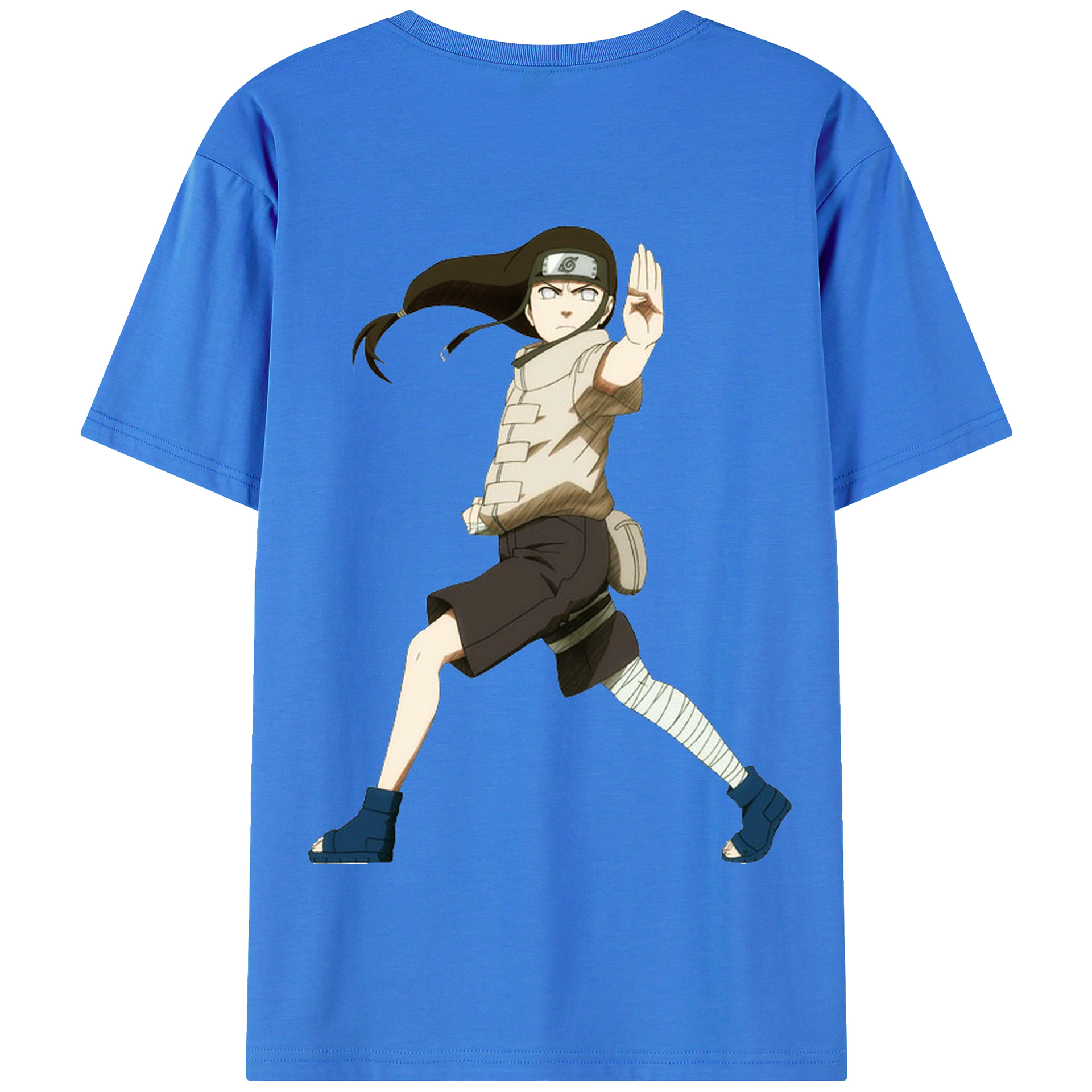 （画像用） NARUTO -ナルト- 日向ネジ Hyūga Neji 綿100％半袖Tシャツ（背面プリント）