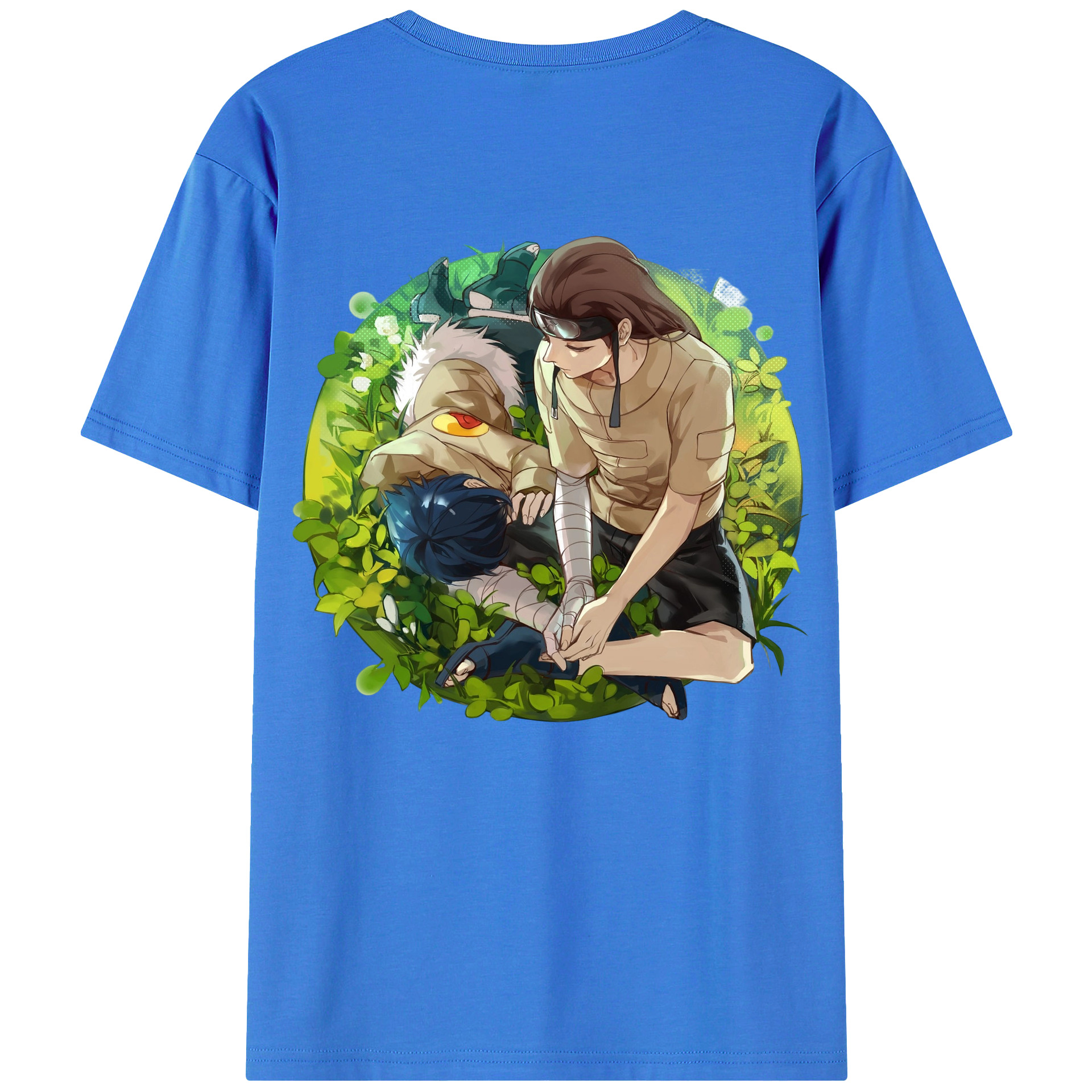（画像用） NARUTO -ナルト- 日向ネジ Hyūga Neji 綿100％半袖Tシャツ（背面プリント）