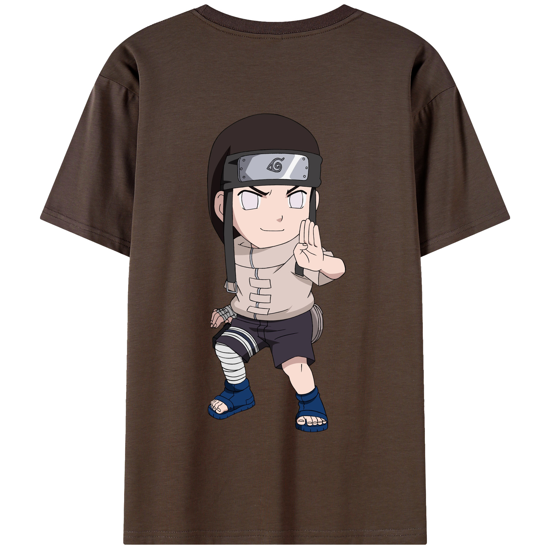 （画像用） NARUTO -ナルト- 日向ネジ Hyūga Neji 綿100％半袖Tシャツ（背面プリント）