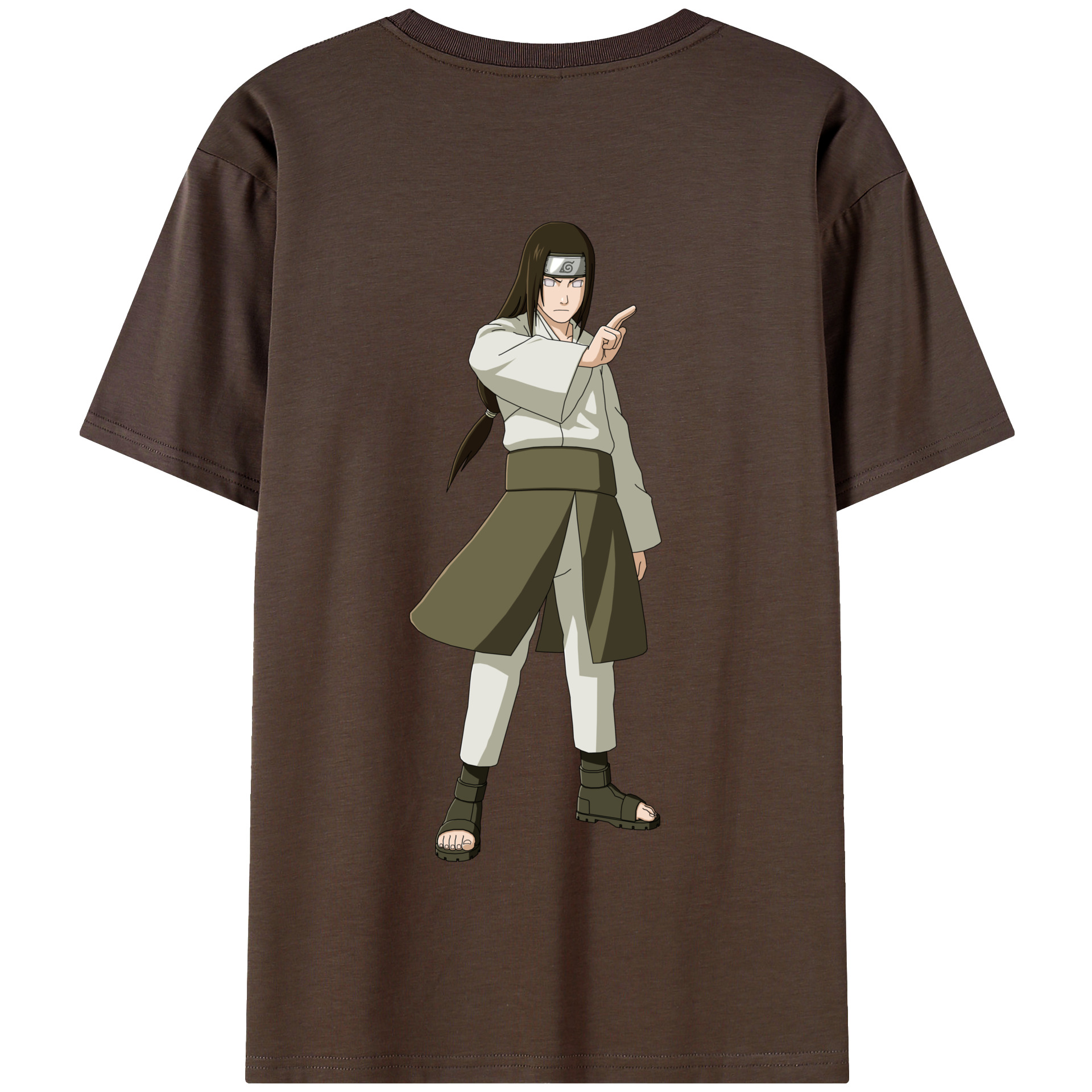 （画像用） NARUTO -ナルト- 日向ネジ Hyūga Neji 綿100％半袖Tシャツ（背面プリント）