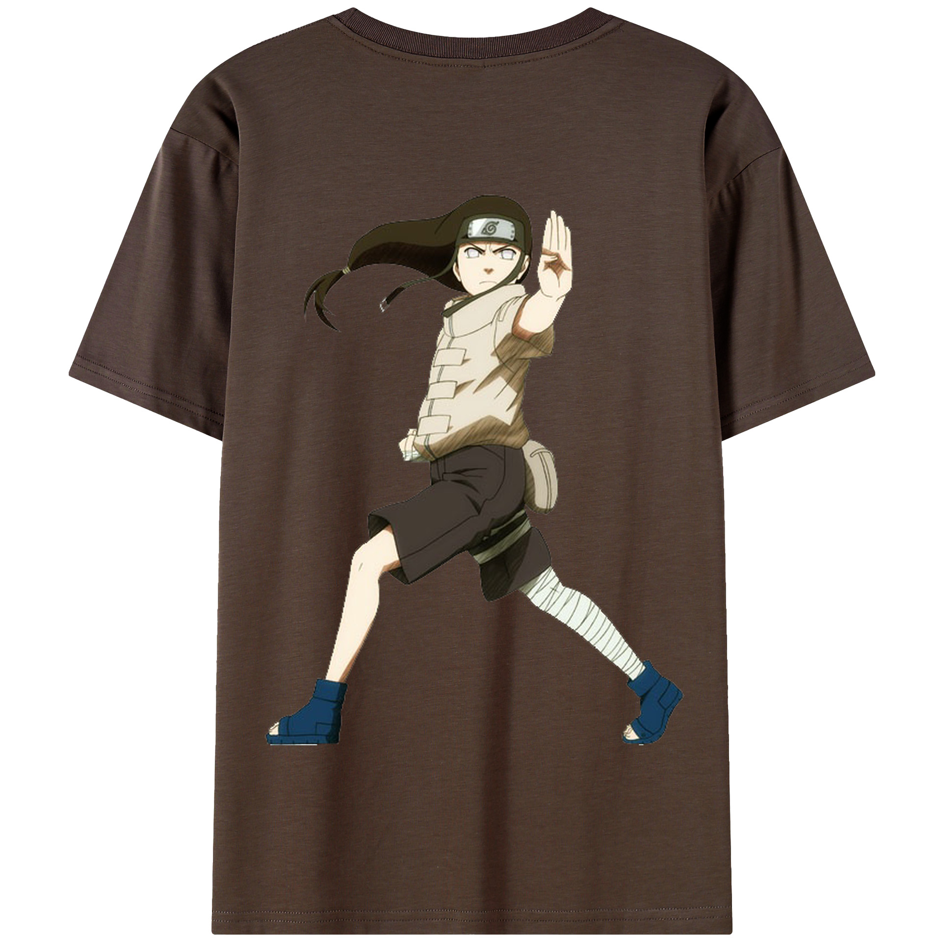 （画像用） NARUTO -ナルト- 日向ネジ Hyūga Neji 綿100％半袖Tシャツ（背面プリント）
