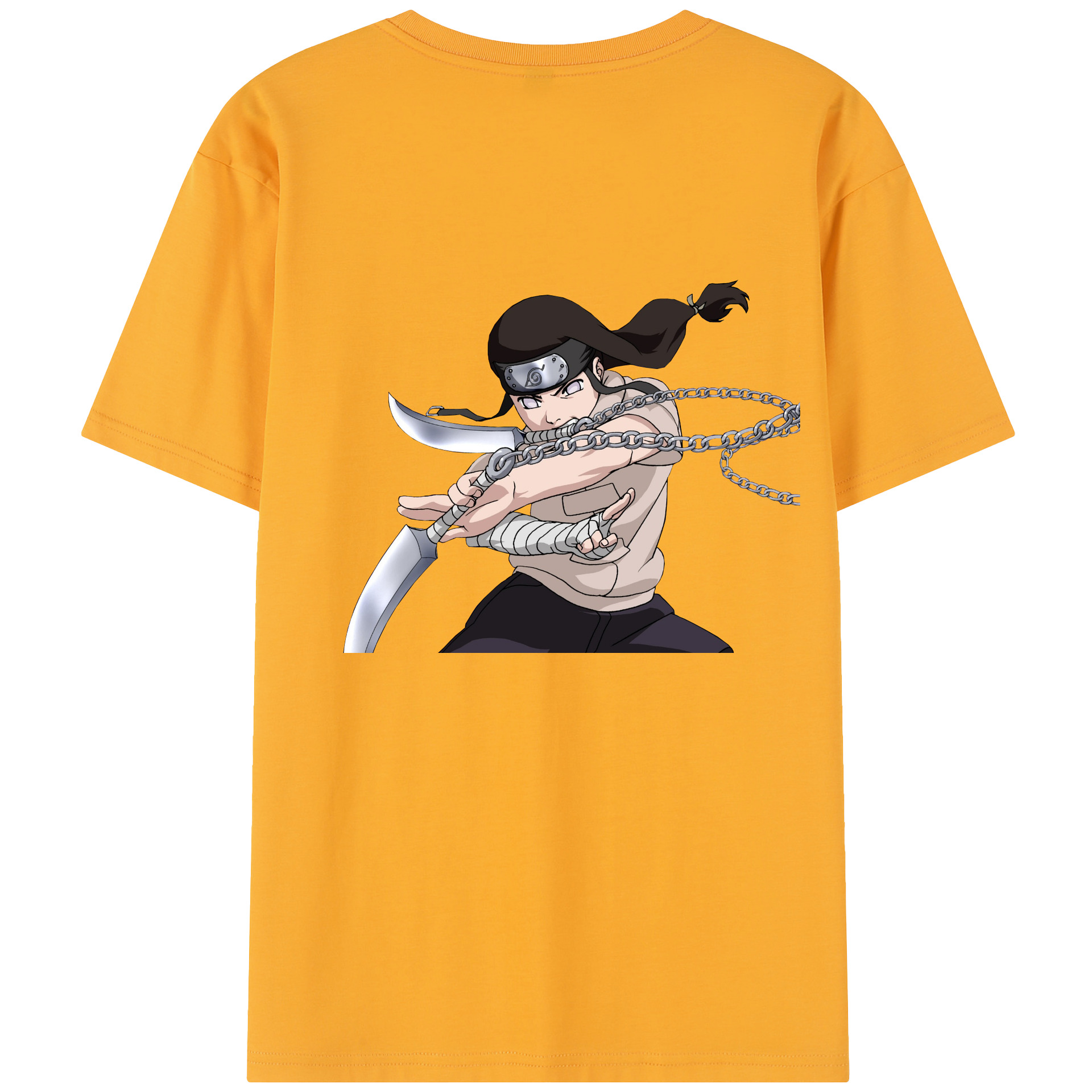 （画像用） NARUTO -ナルト- 日向ネジ Hyūga Neji 綿100％半袖Tシャツ（背面プリント）