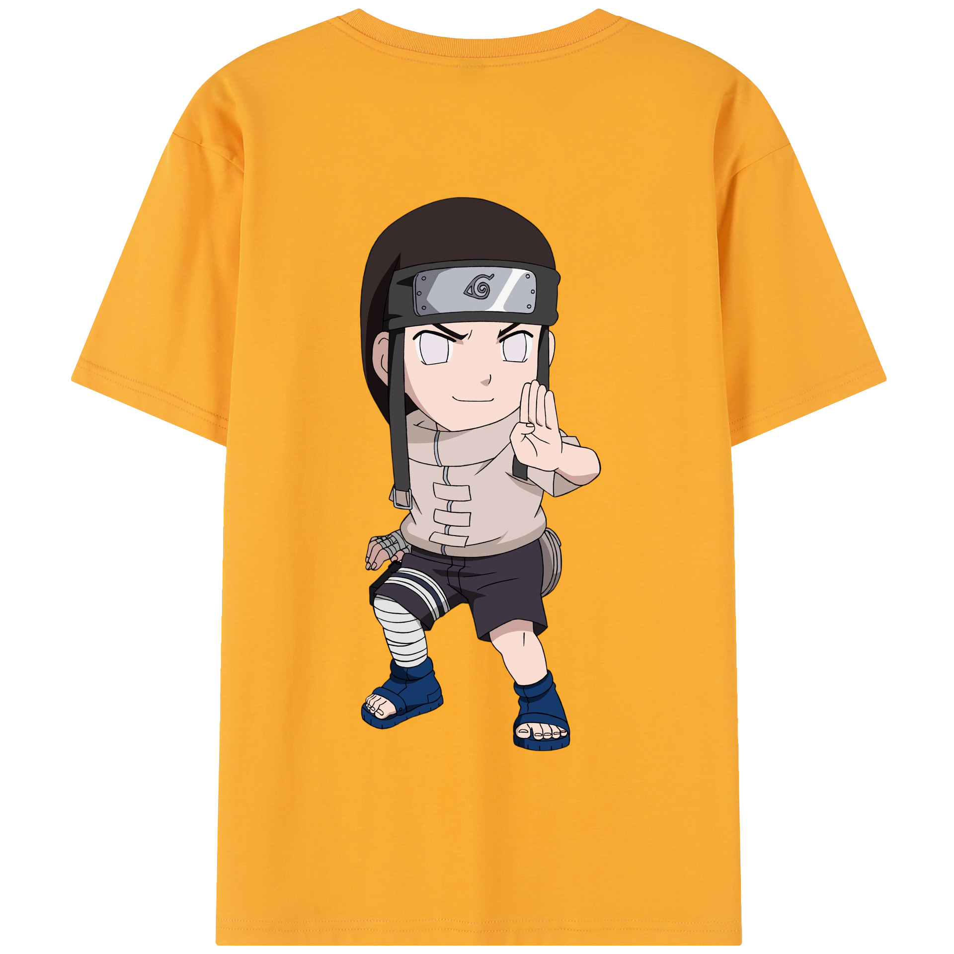 （画像用） NARUTO -ナルト- 日向ネジ Hyūga Neji 綿100％半袖Tシャツ（背面プリント）