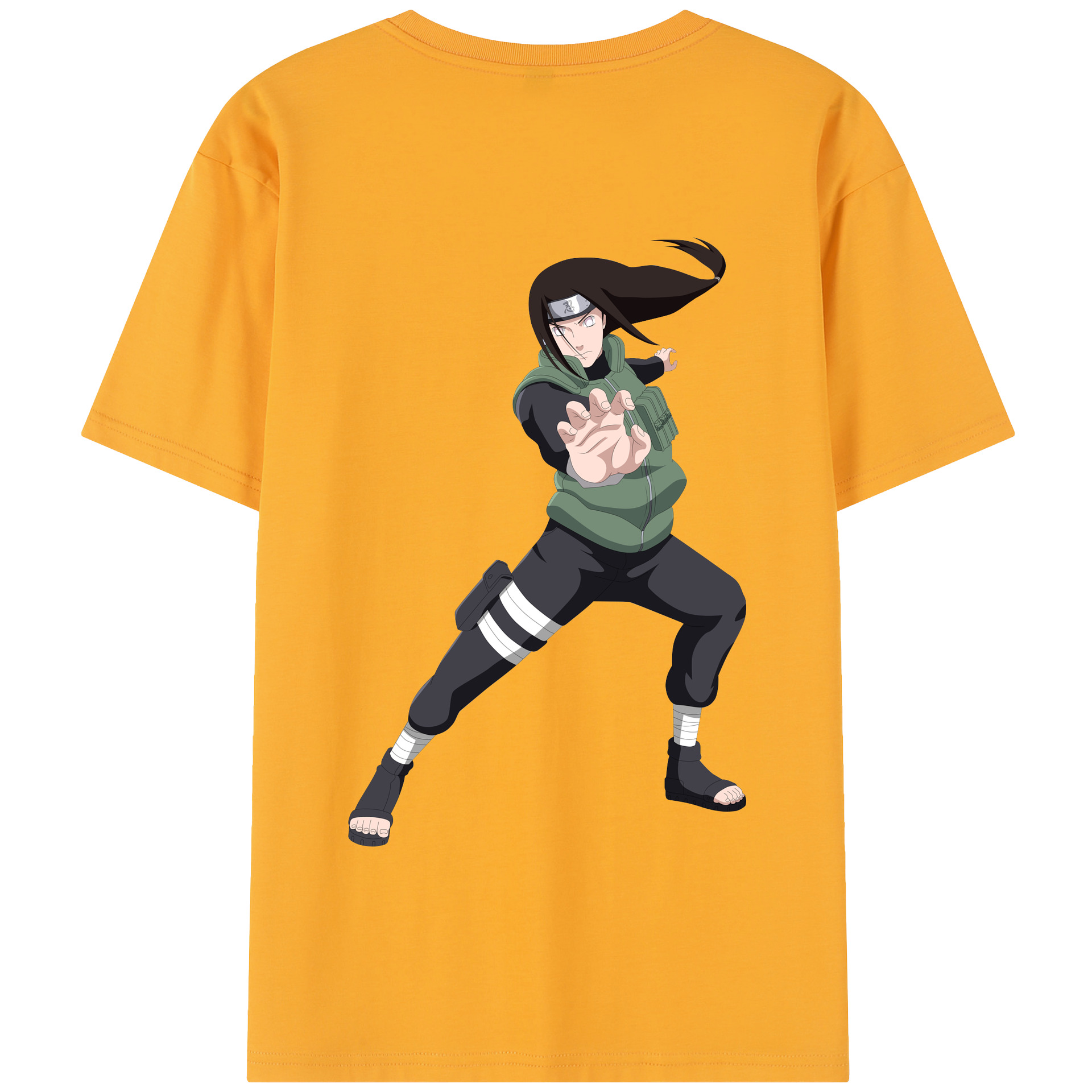 （画像用） NARUTO -ナルト- 日向ネジ Hyūga Neji 綿100％半袖Tシャツ（背面プリント）