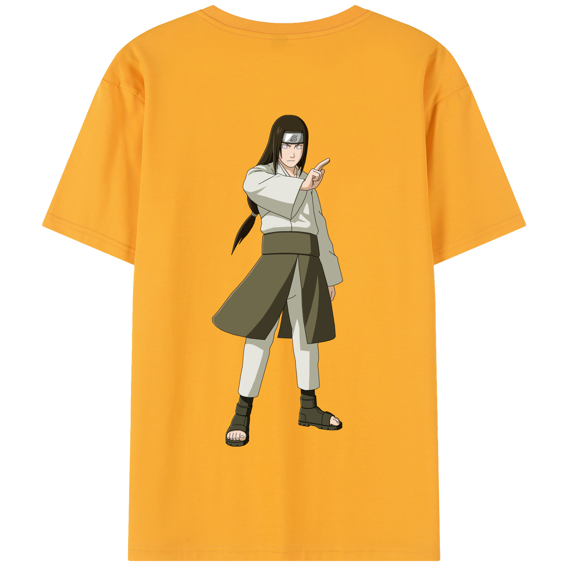 （画像用） NARUTO -ナルト- 日向ネジ Hyūga Neji 綿100％半袖Tシャツ（背面プリント）