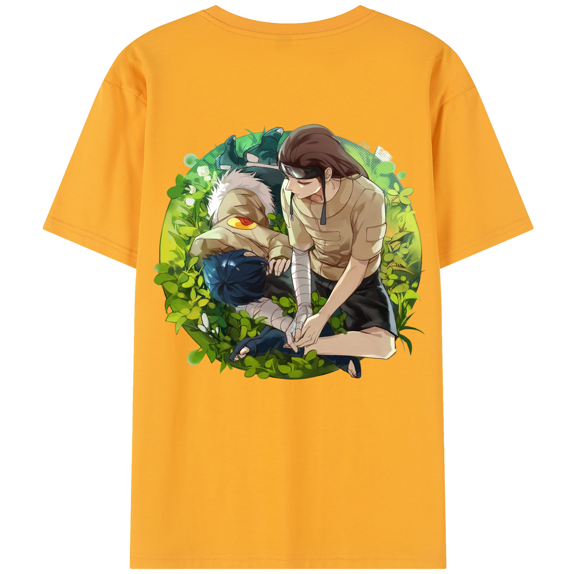 （画像用） NARUTO -ナルト- 日向ネジ Hyūga Neji 綿100％半袖Tシャツ（背面プリント）