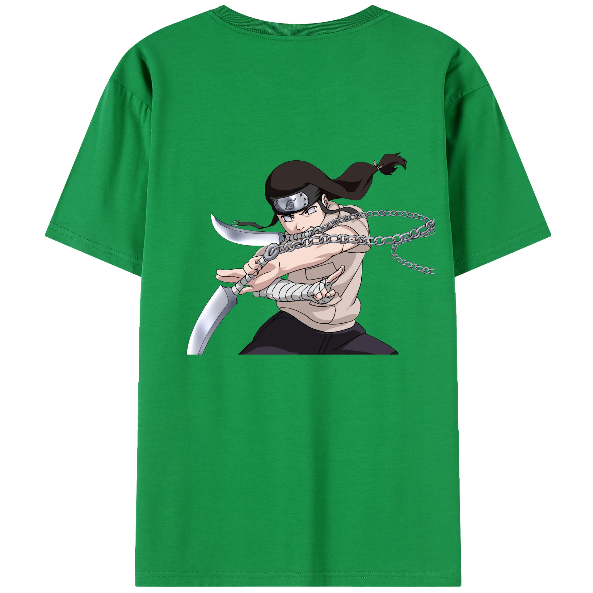 （画像用） NARUTO -ナルト- 日向ネジ Hyūga Neji 綿100％半袖Tシャツ（背面プリント）