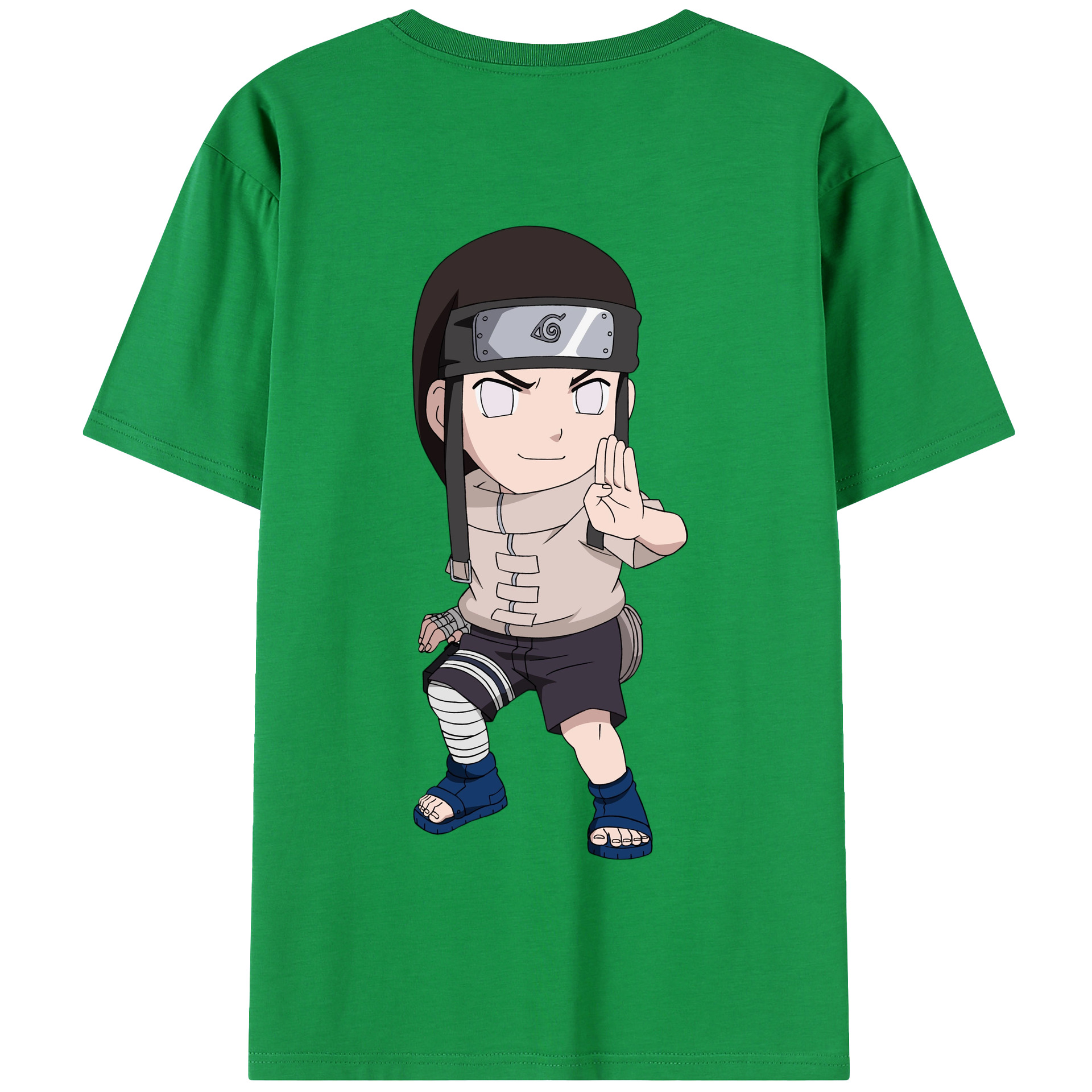 （画像用） NARUTO -ナルト- 日向ネジ Hyūga Neji 綿100％半袖Tシャツ（背面プリント）