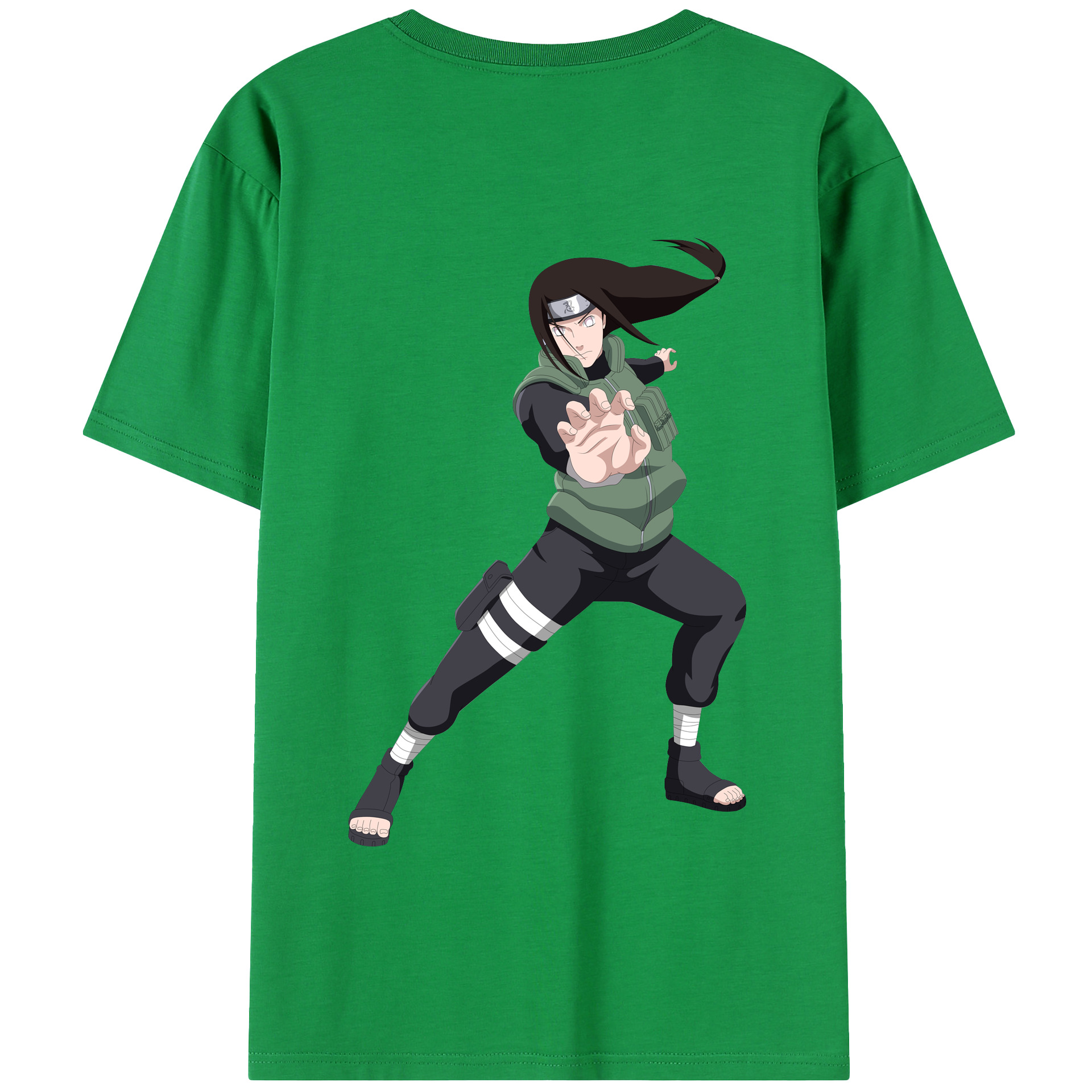 （画像用） NARUTO -ナルト- 日向ネジ Hyūga Neji 綿100％半袖Tシャツ（背面プリント）