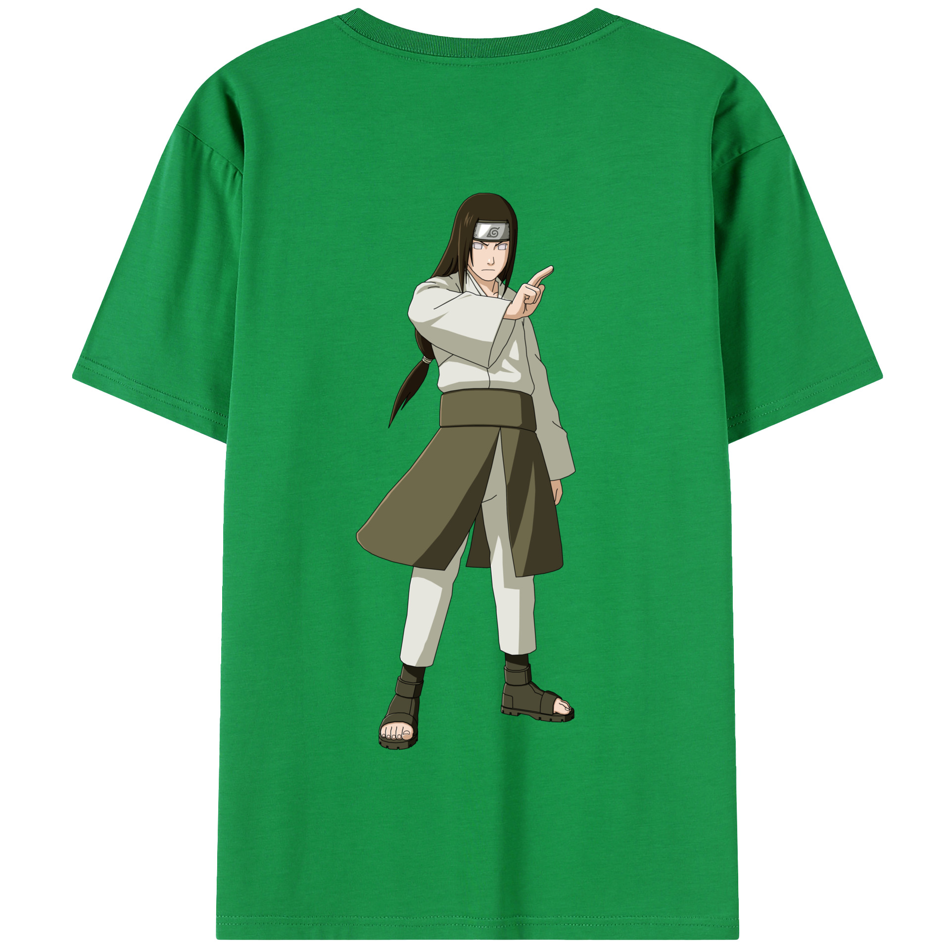 （画像用） NARUTO -ナルト- 日向ネジ Hyūga Neji 綿100％半袖Tシャツ（背面プリント）
