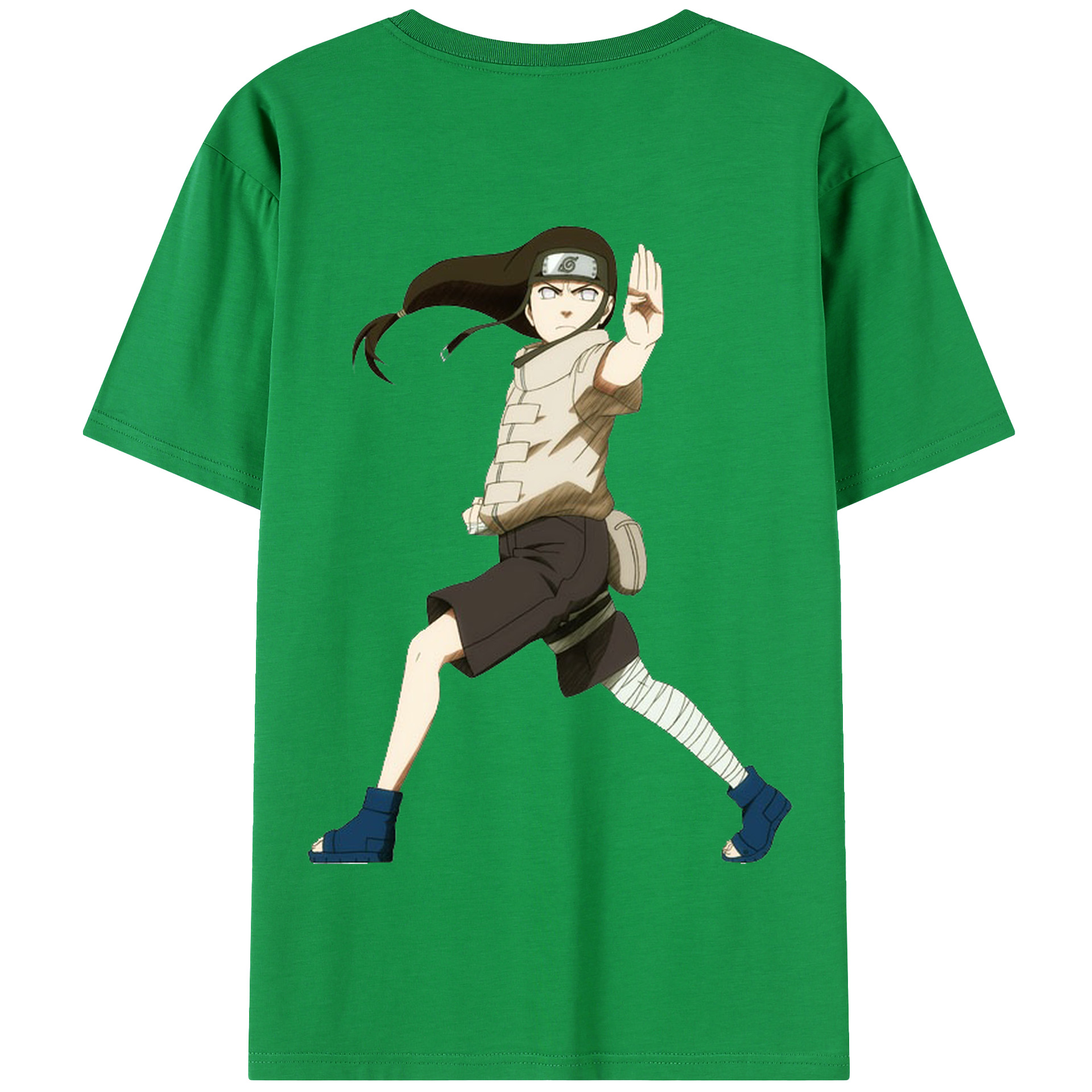 （画像用） NARUTO -ナルト- 日向ネジ Hyūga Neji 綿100％半袖Tシャツ（背面プリント）