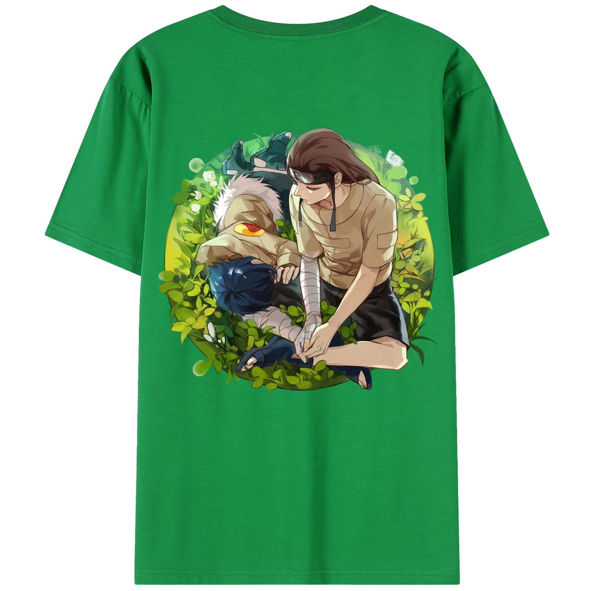 （画像用） NARUTO -ナルト- 日向ネジ Hyūga Neji 綿100％半袖Tシャツ（背面プリント）