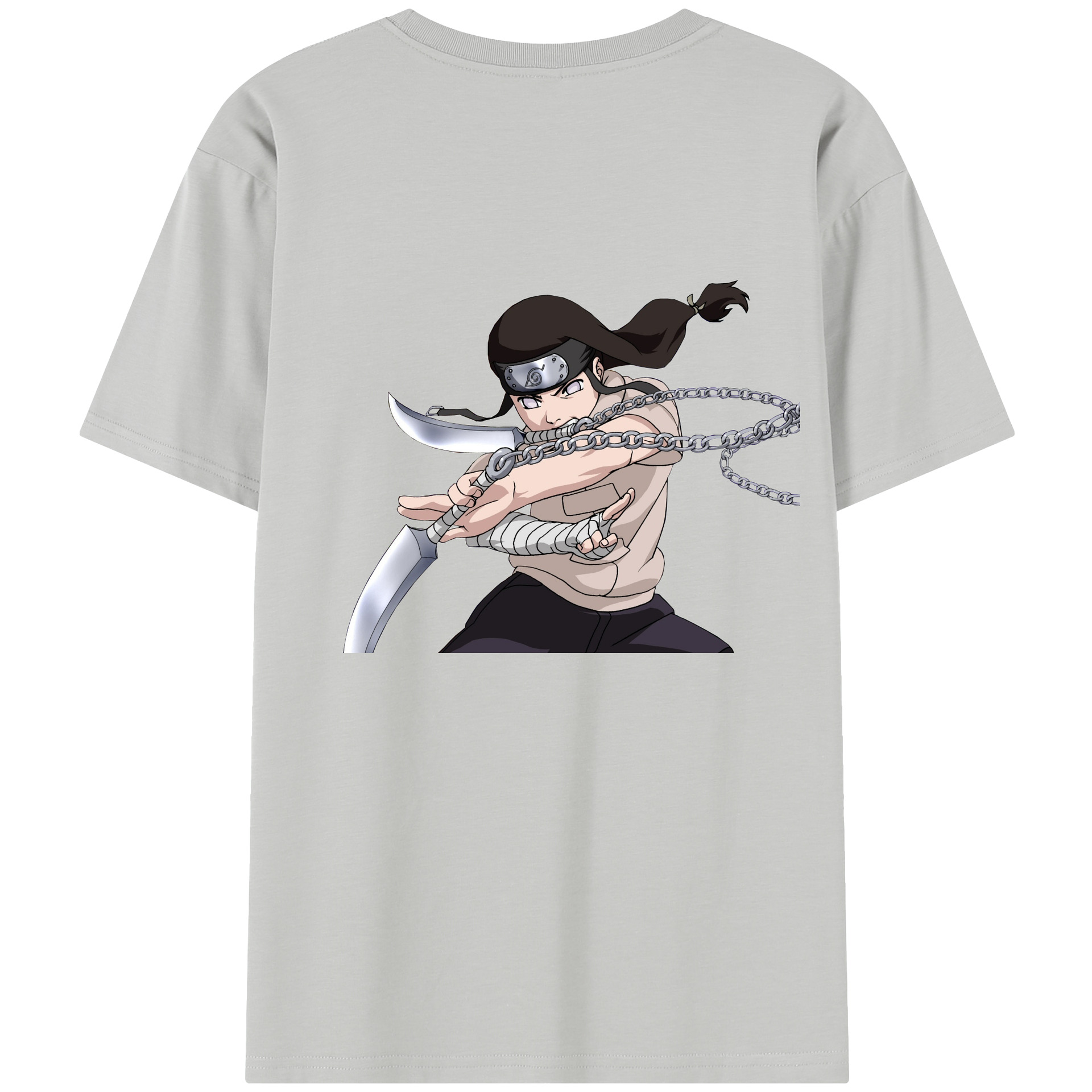 （画像用） NARUTO -ナルト- 日向ネジ Hyūga Neji 綿100％半袖Tシャツ（背面プリント）