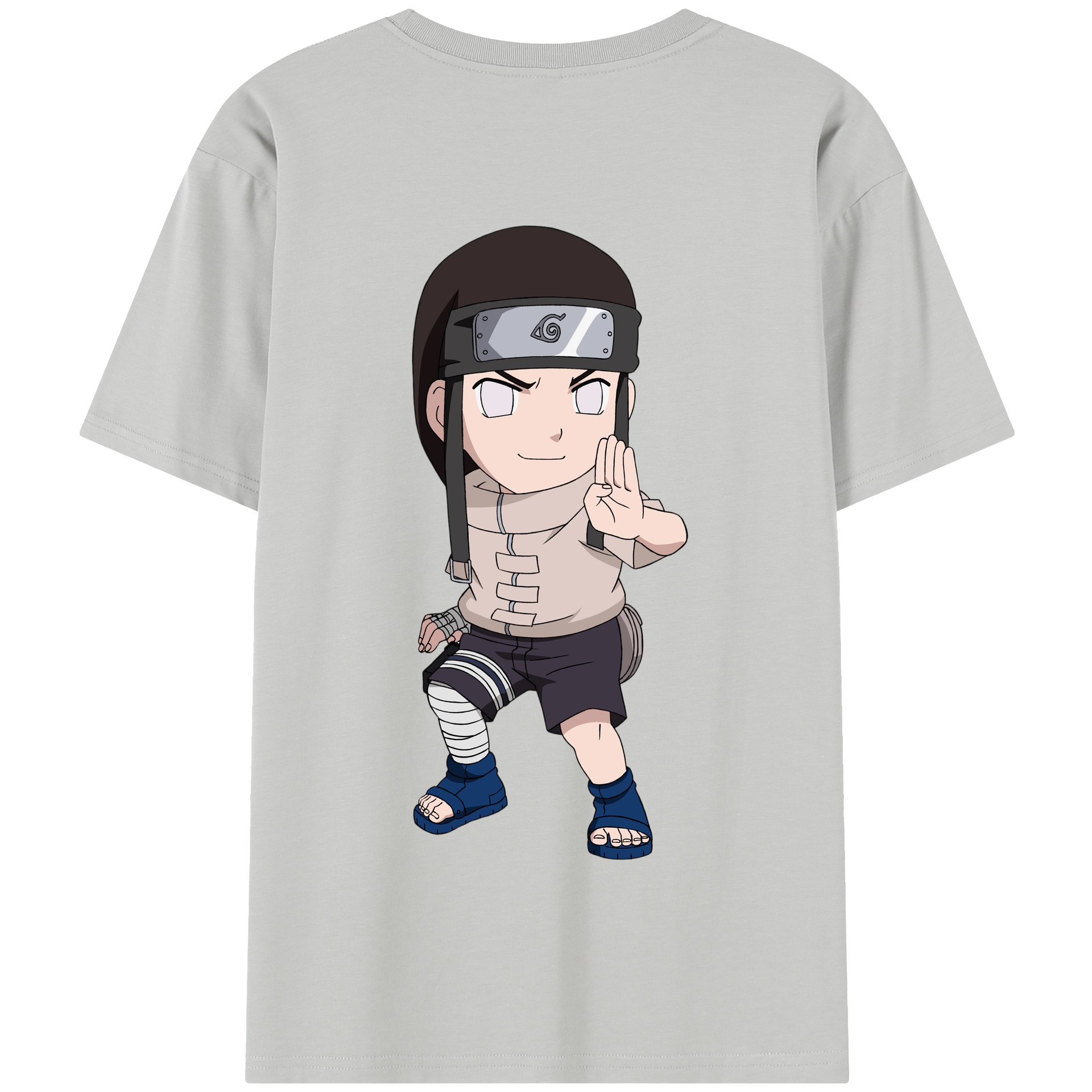 （画像用） NARUTO -ナルト- 日向ネジ Hyūga Neji 綿100％半袖Tシャツ（背面プリント）