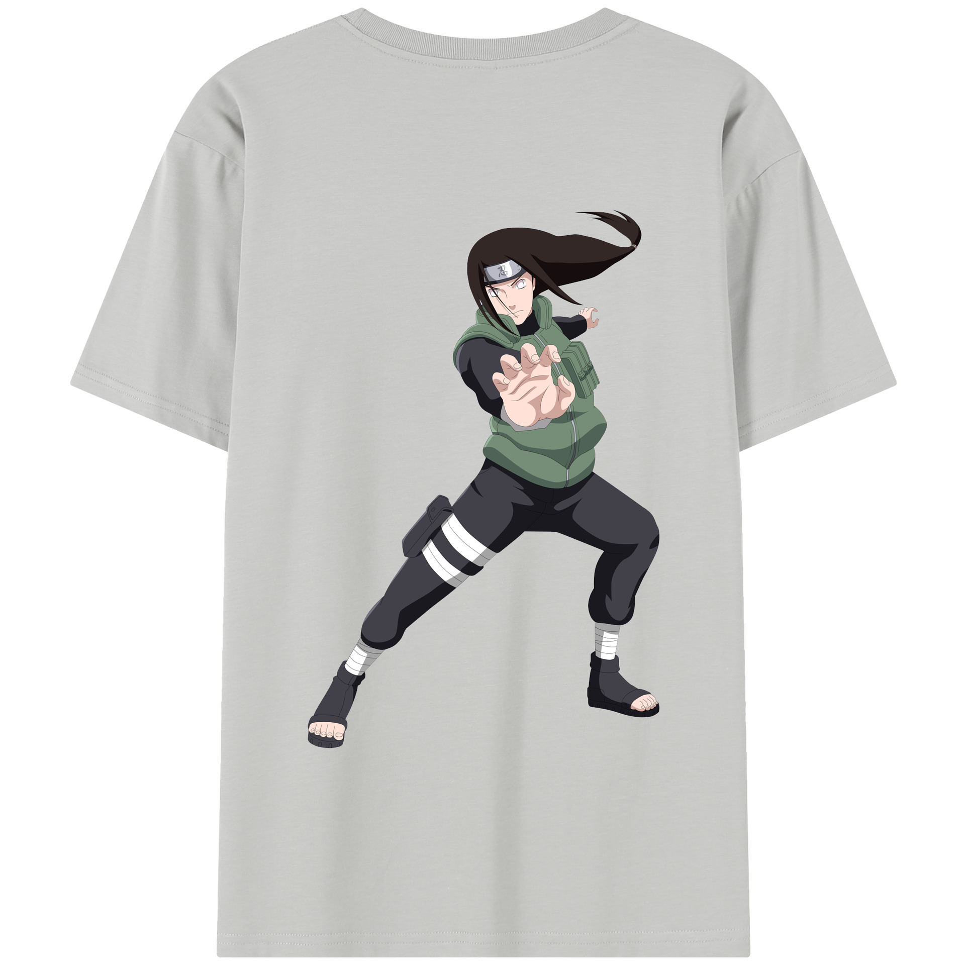 （画像用） NARUTO -ナルト- 日向ネジ Hyūga Neji 綿100％半袖Tシャツ（背面プリント）