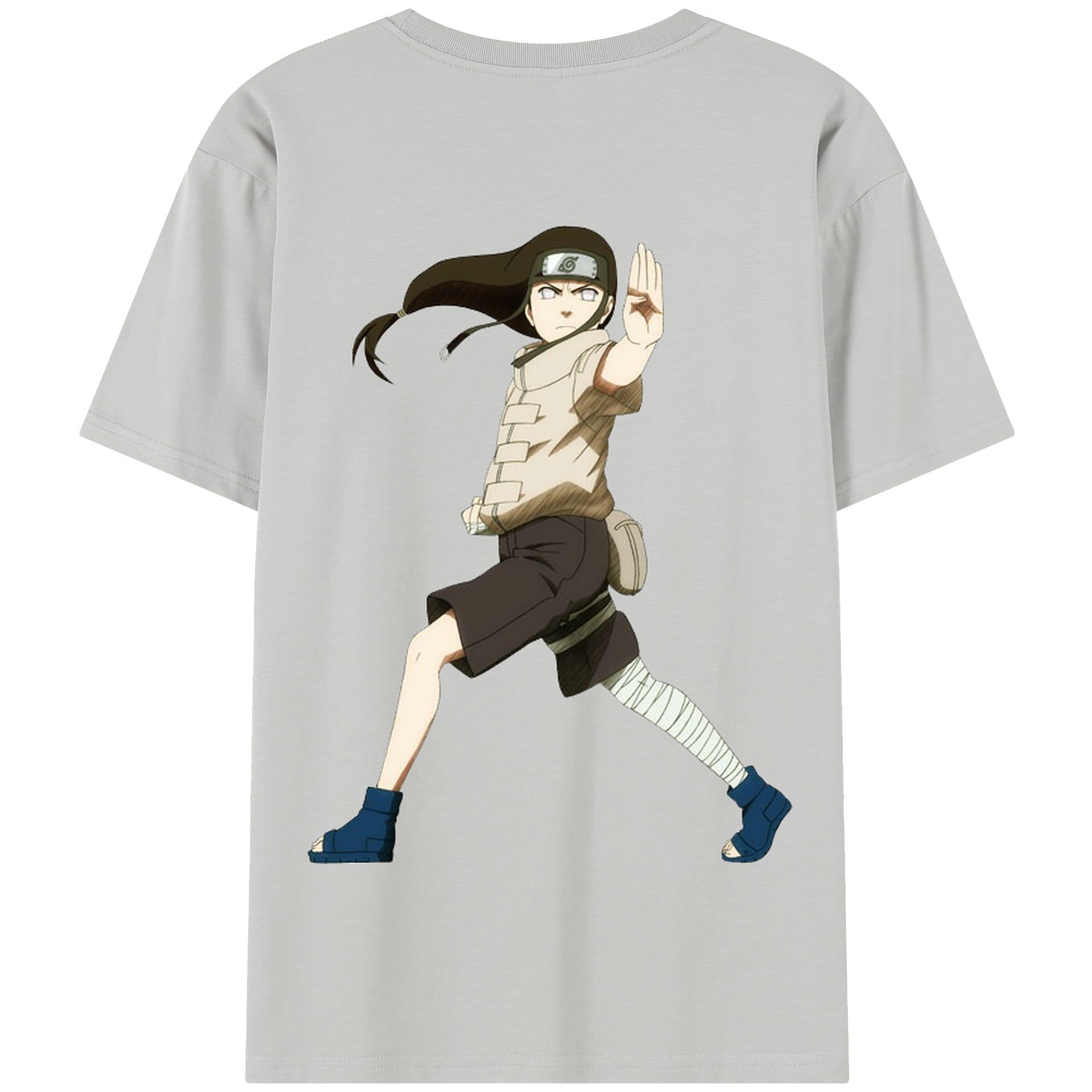 （画像用） NARUTO -ナルト- 日向ネジ Hyūga Neji 綿100％半袖Tシャツ（背面プリント）
