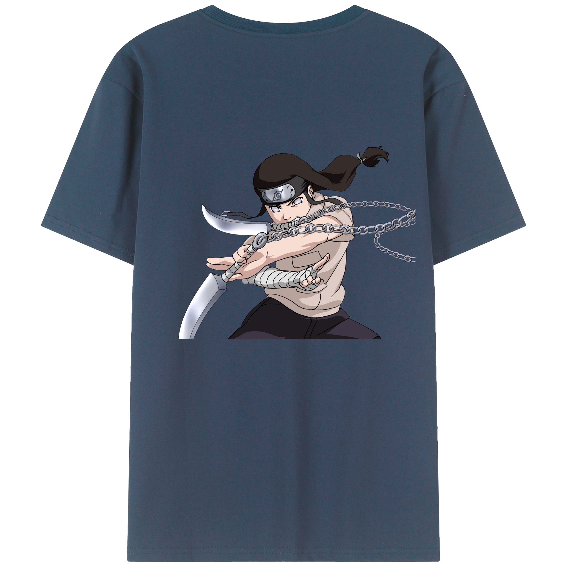 （画像用） NARUTO -ナルト- 日向ネジ Hyūga Neji 綿100％半袖Tシャツ（背面プリント）