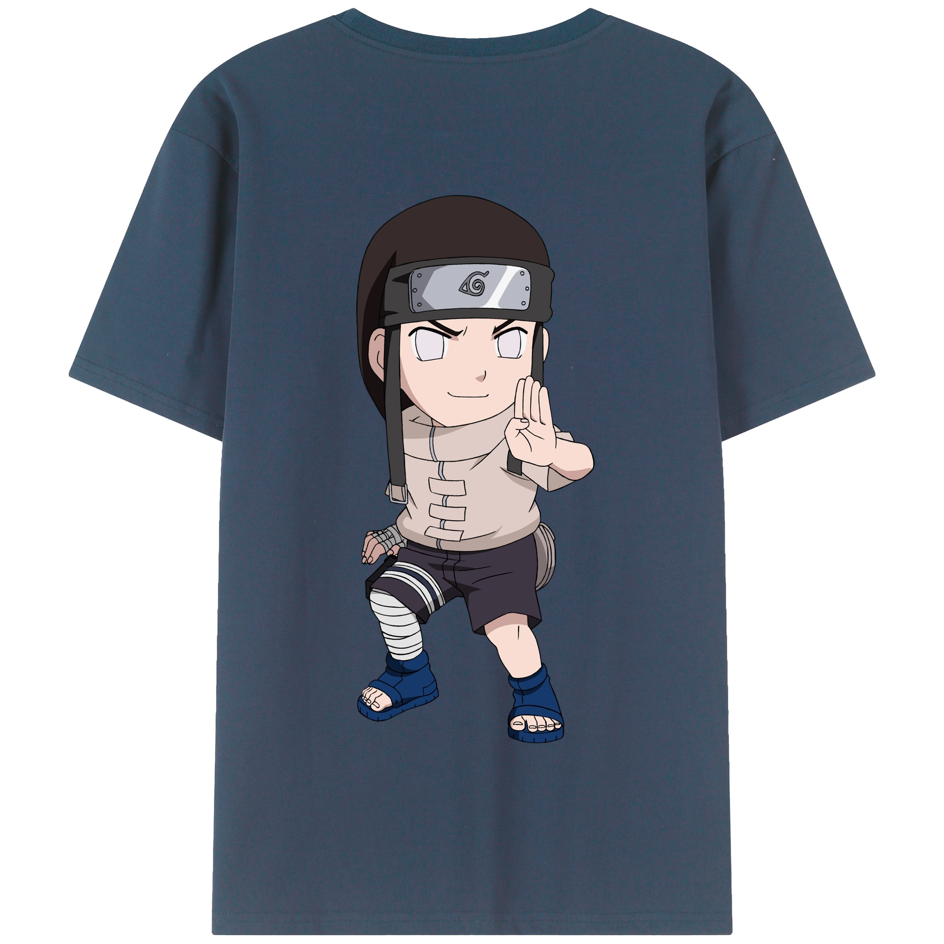 （画像用） NARUTO -ナルト- 日向ネジ Hyūga Neji 綿100％半袖Tシャツ（背面プリント）