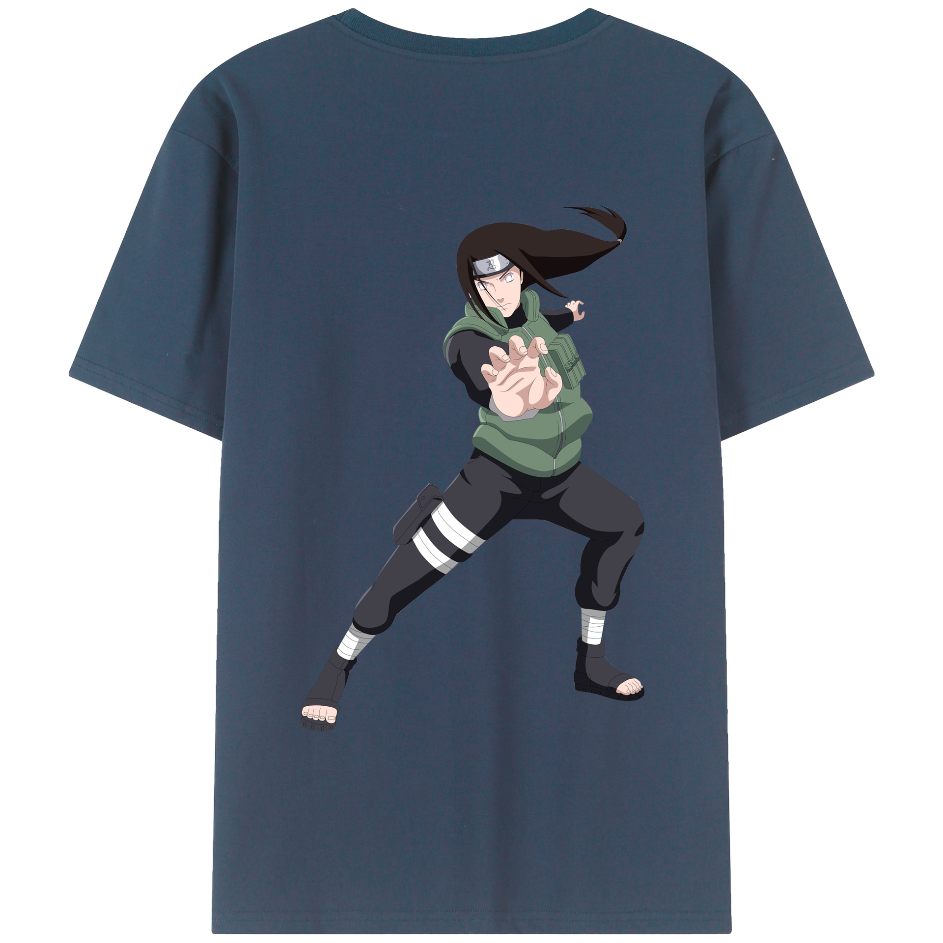 （画像用） NARUTO -ナルト- 日向ネジ Hyūga Neji 綿100％半袖Tシャツ（背面プリント）