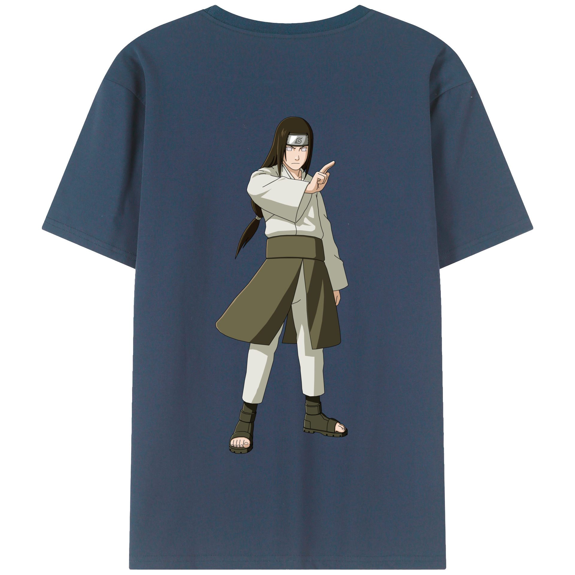 （画像用） NARUTO -ナルト- 日向ネジ Hyūga Neji 綿100％半袖Tシャツ（背面プリント）