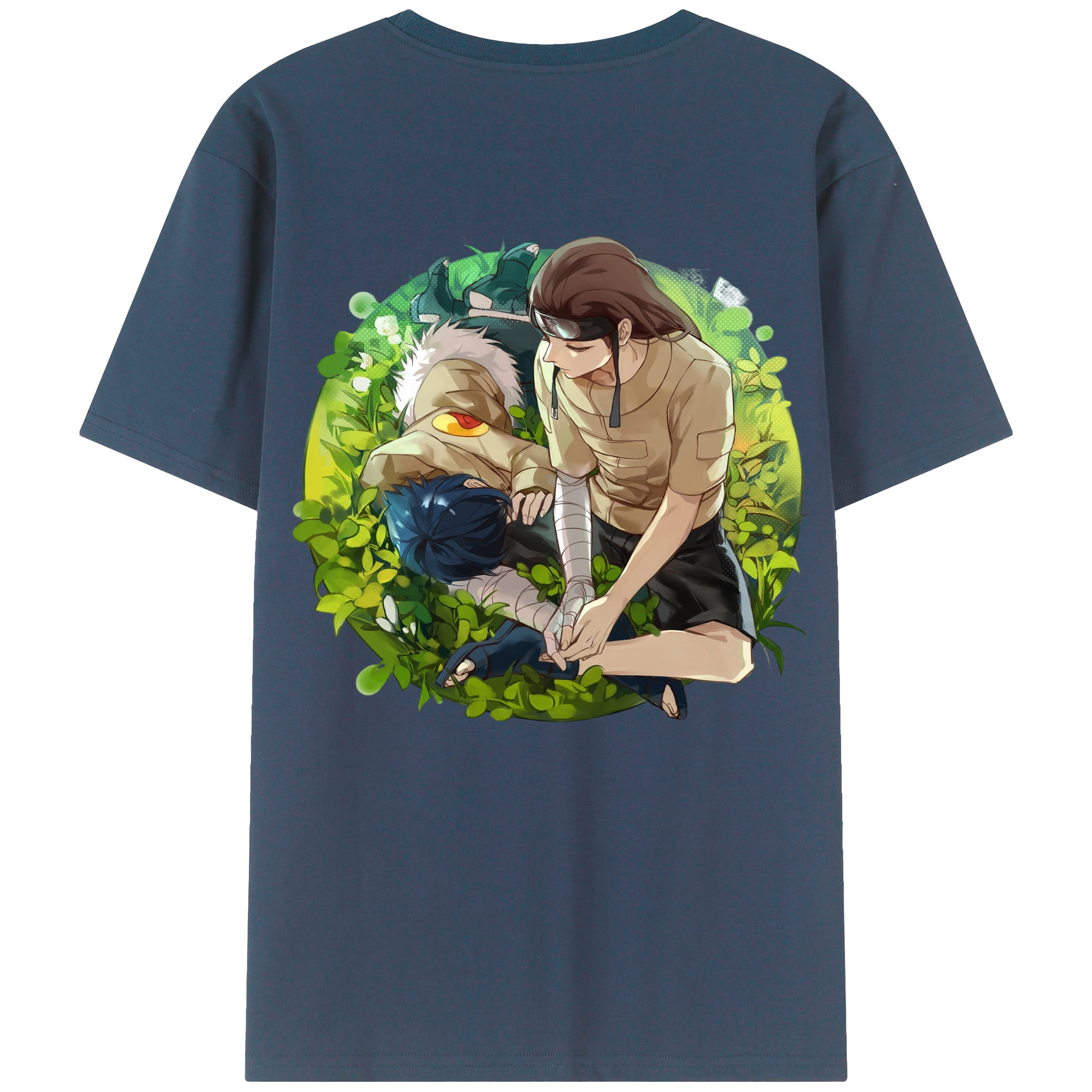 （画像用） NARUTO -ナルト- 日向ネジ Hyūga Neji 綿100％半袖Tシャツ（背面プリント）