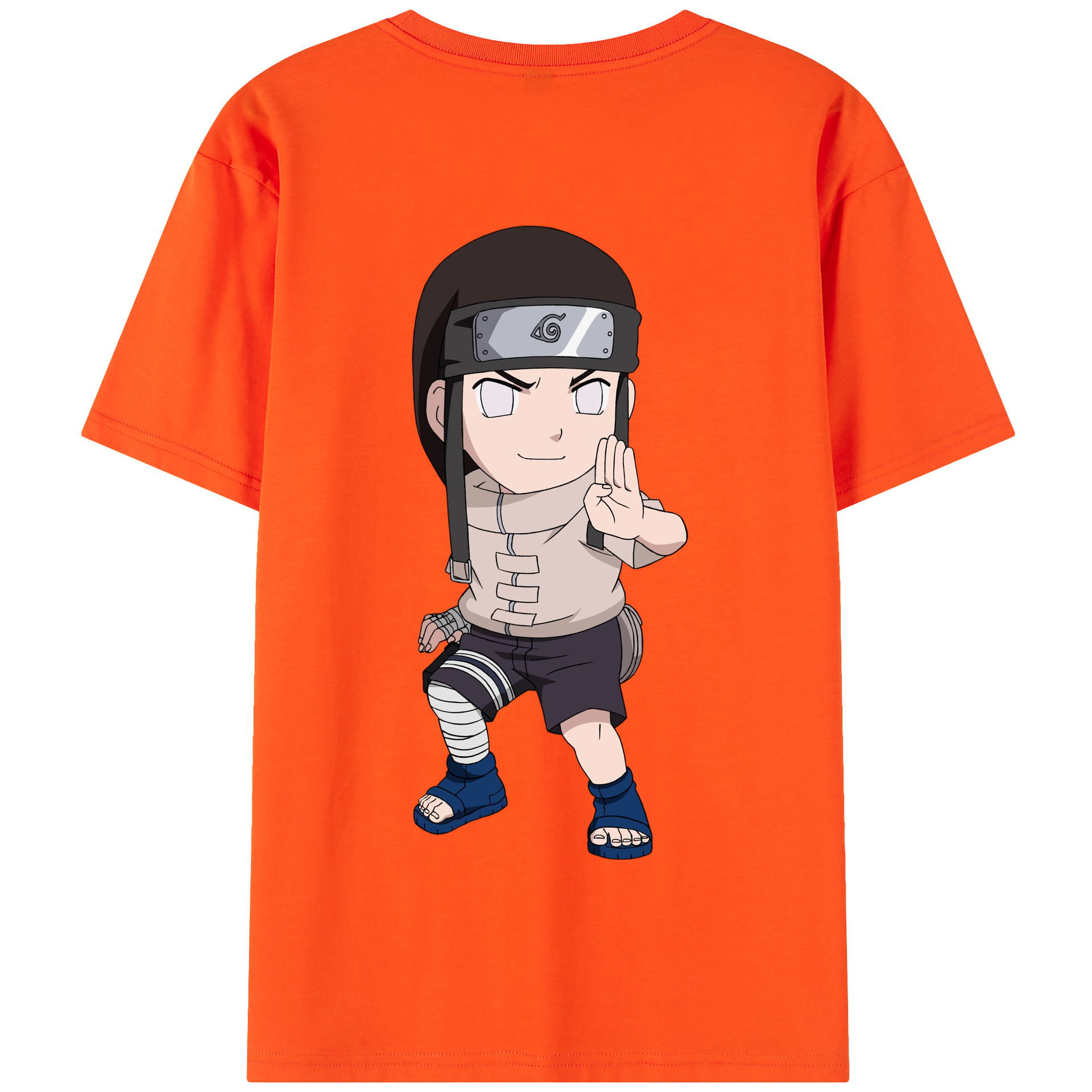 （画像用） NARUTO -ナルト- 日向ネジ Hyūga Neji 綿100％半袖Tシャツ（背面プリント）