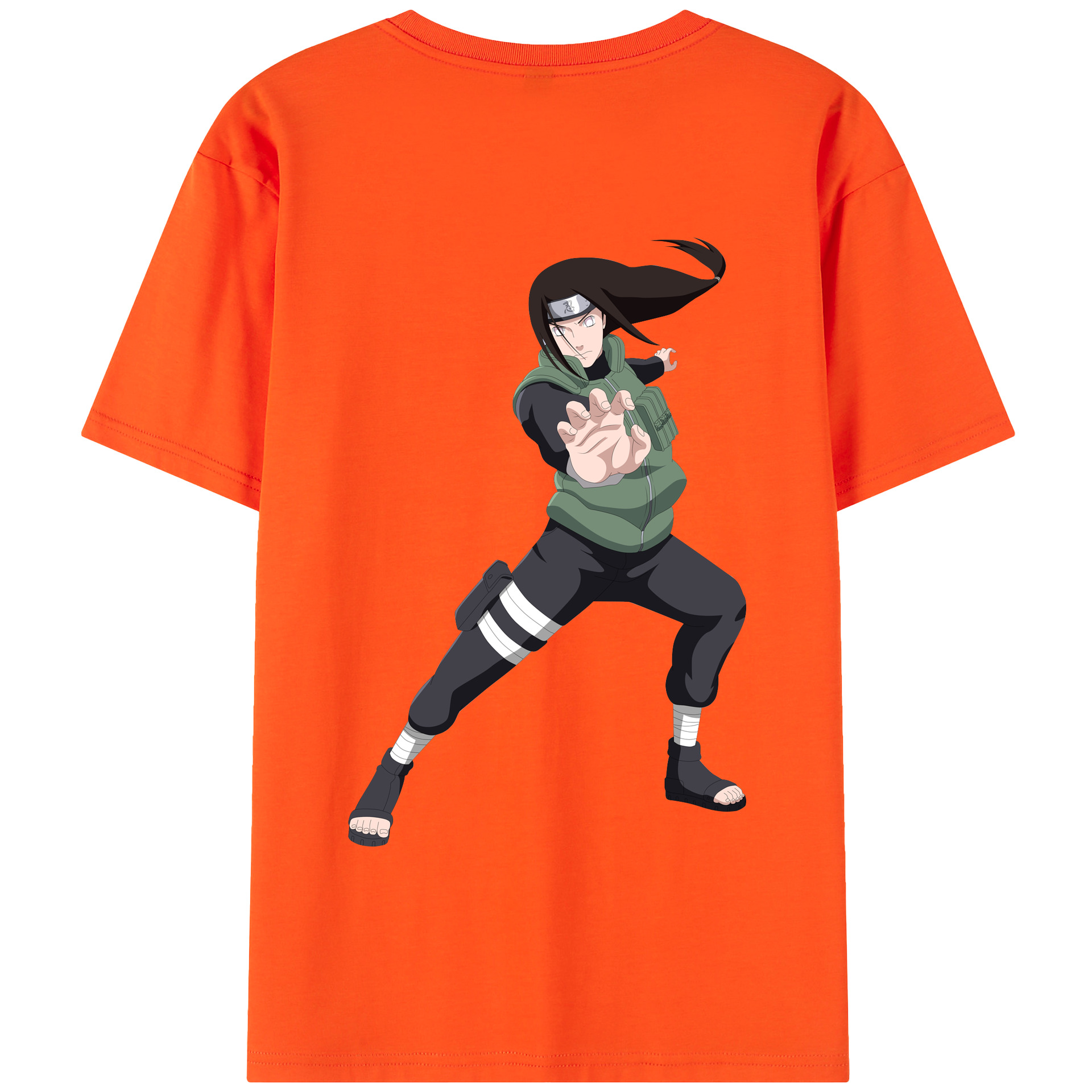 （画像用） NARUTO -ナルト- 日向ネジ Hyūga Neji 綿100％半袖Tシャツ（背面プリント）