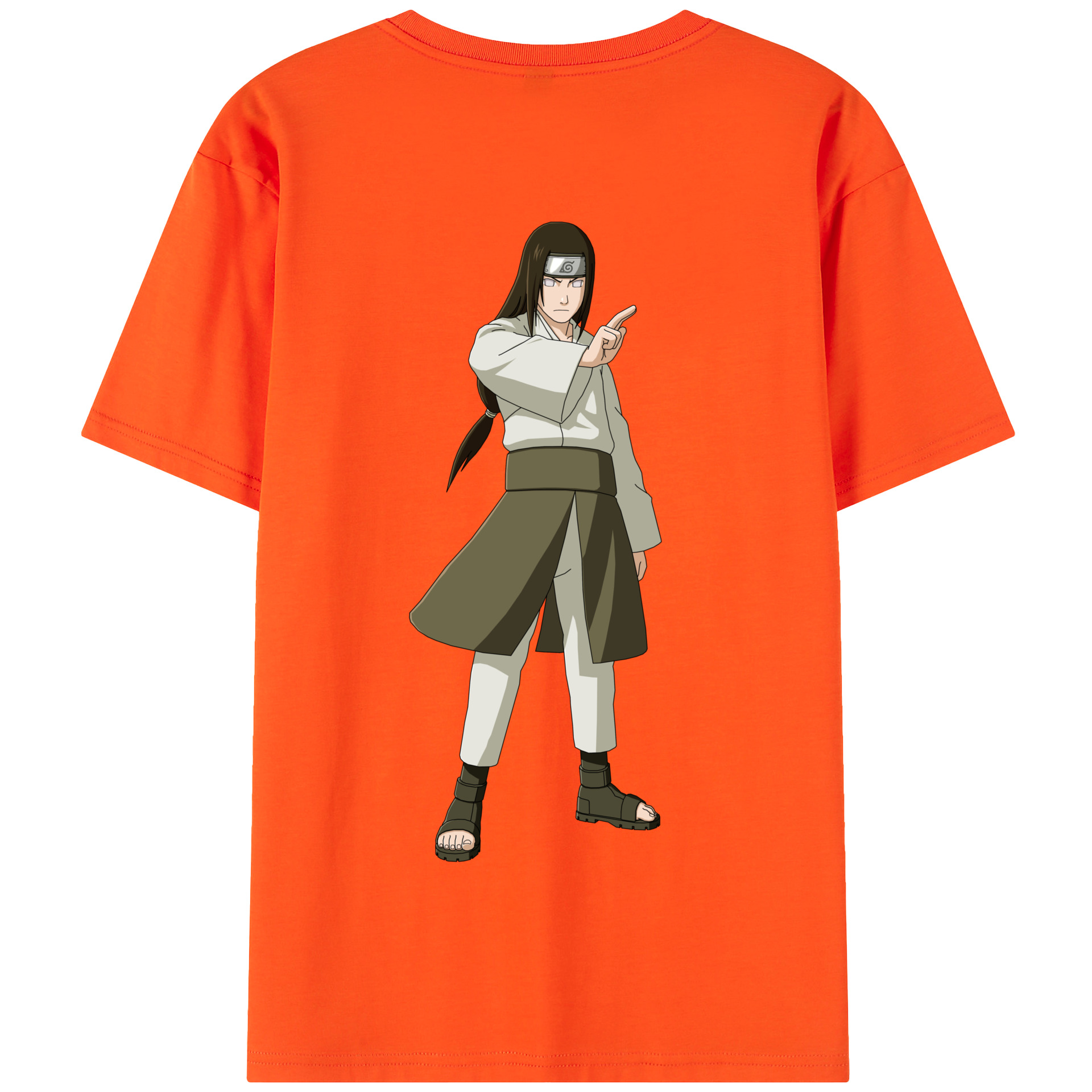 （画像用） NARUTO -ナルト- 日向ネジ Hyūga Neji 綿100％半袖Tシャツ（背面プリント）