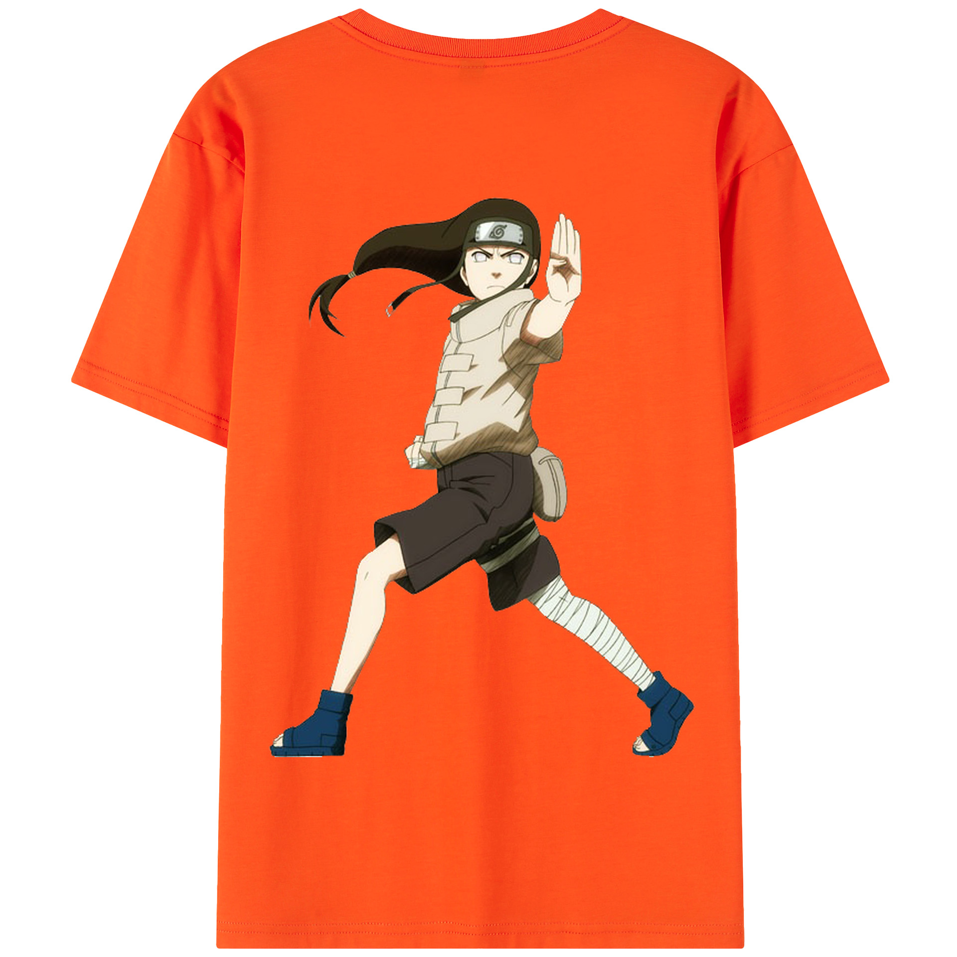 （画像用） NARUTO -ナルト- 日向ネジ Hyūga Neji 綿100％半袖Tシャツ（背面プリント）