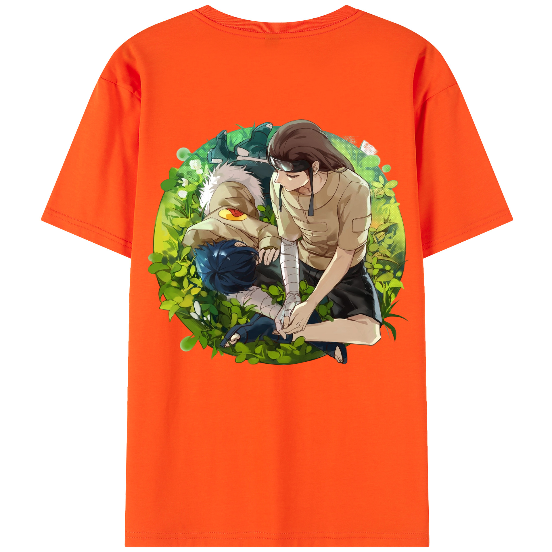 （画像用） NARUTO -ナルト- 日向ネジ Hyūga Neji 綿100％半袖Tシャツ（背面プリント）