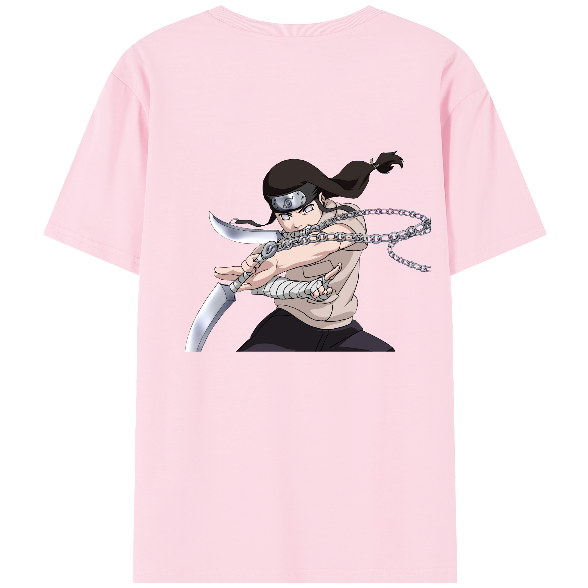 （画像用） NARUTO -ナルト- 日向ネジ Hyūga Neji 綿100％半袖Tシャツ（背面プリント）