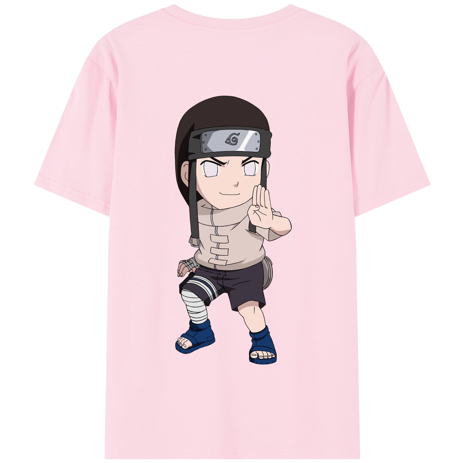 （画像用） NARUTO -ナルト- 日向ネジ Hyūga Neji 綿100％半袖Tシャツ（背面プリント）