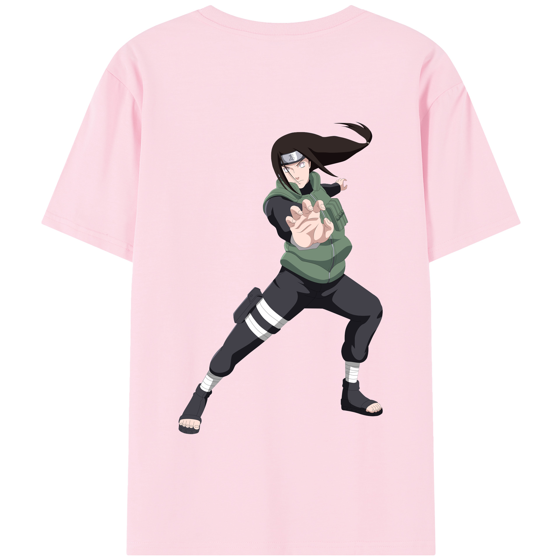 （画像用） NARUTO -ナルト- 日向ネジ Hyūga Neji 綿100％半袖Tシャツ（背面プリント）