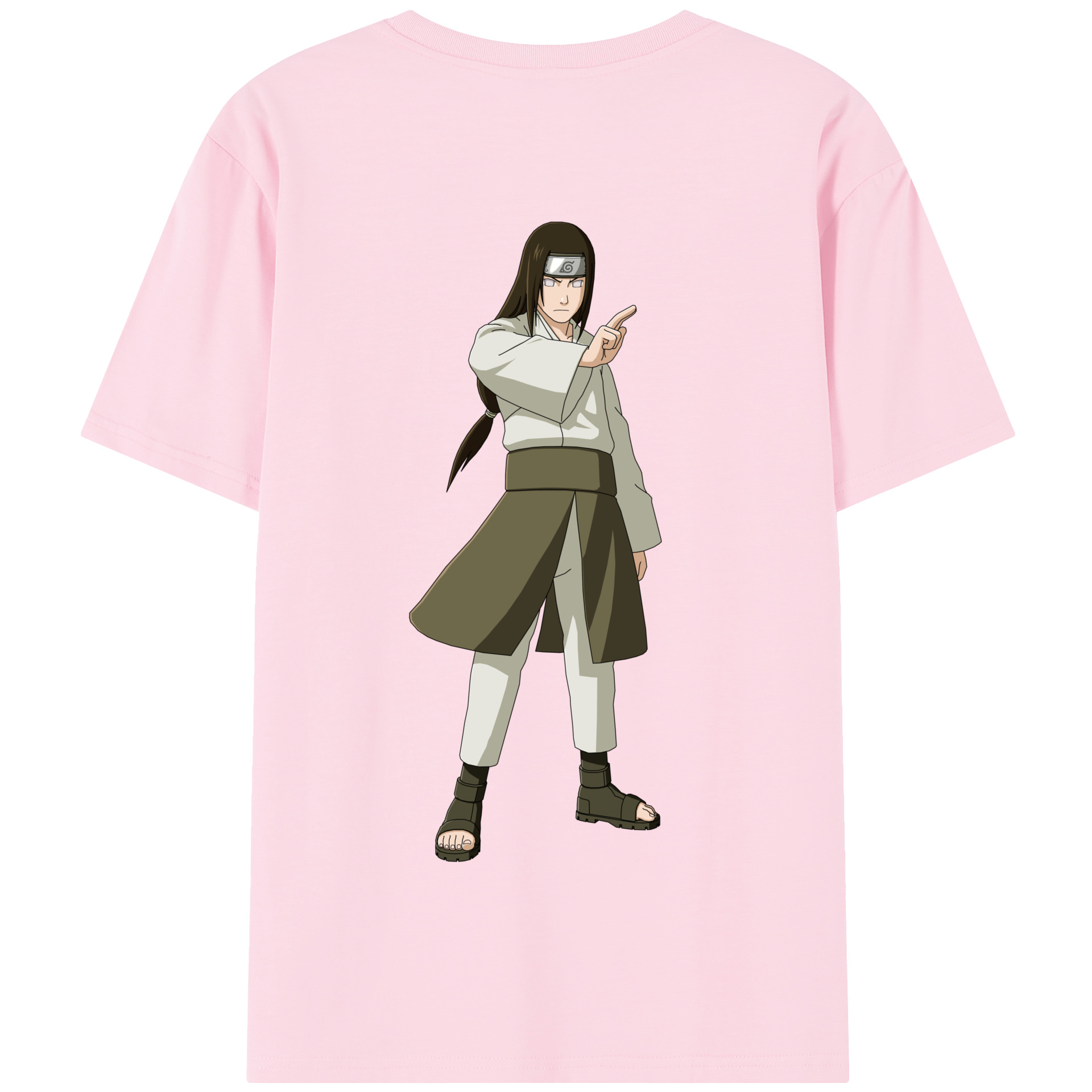 （画像用） NARUTO -ナルト- 日向ネジ Hyūga Neji 綿100％半袖Tシャツ（背面プリント）