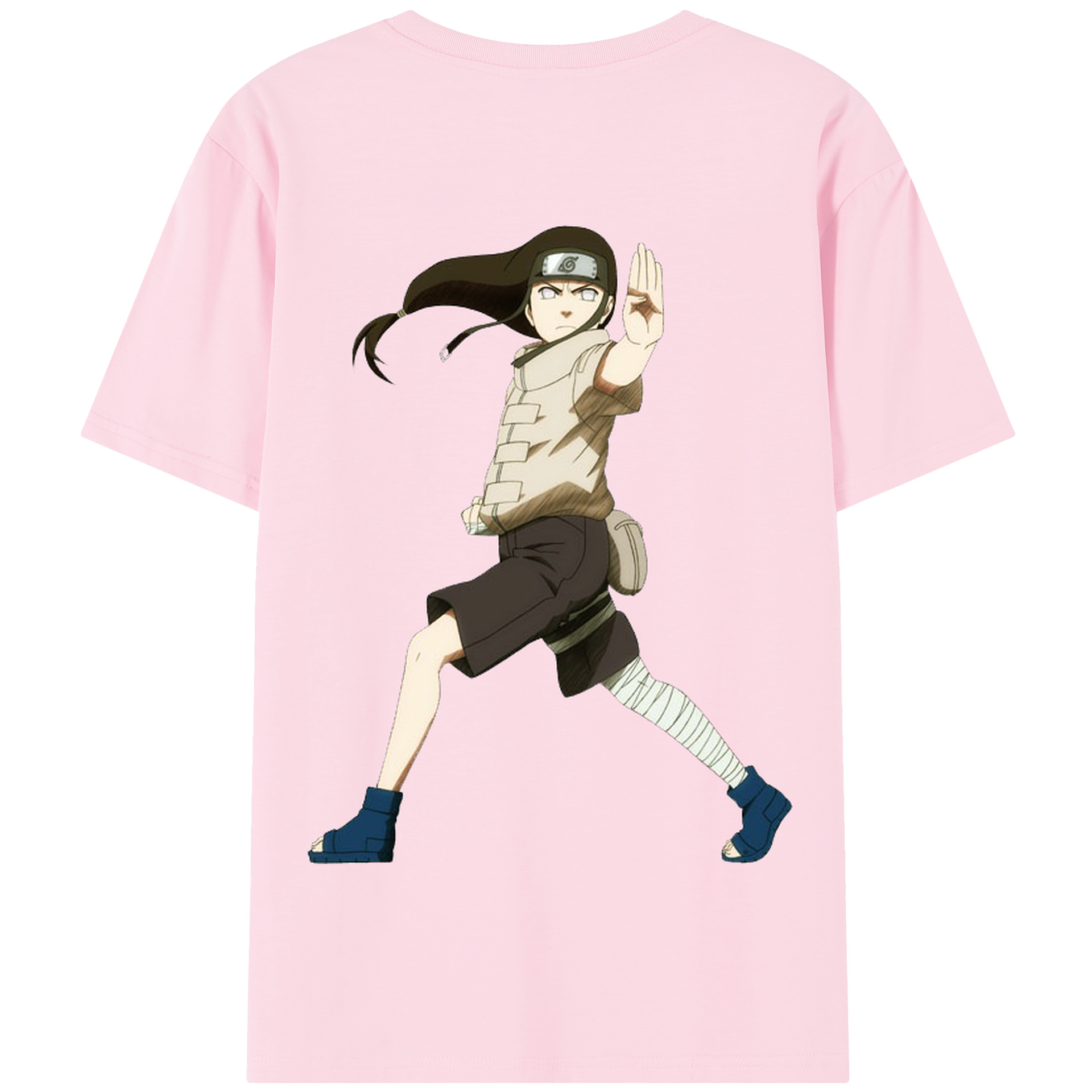（画像用） NARUTO -ナルト- 日向ネジ Hyūga Neji 綿100％半袖Tシャツ（背面プリント）