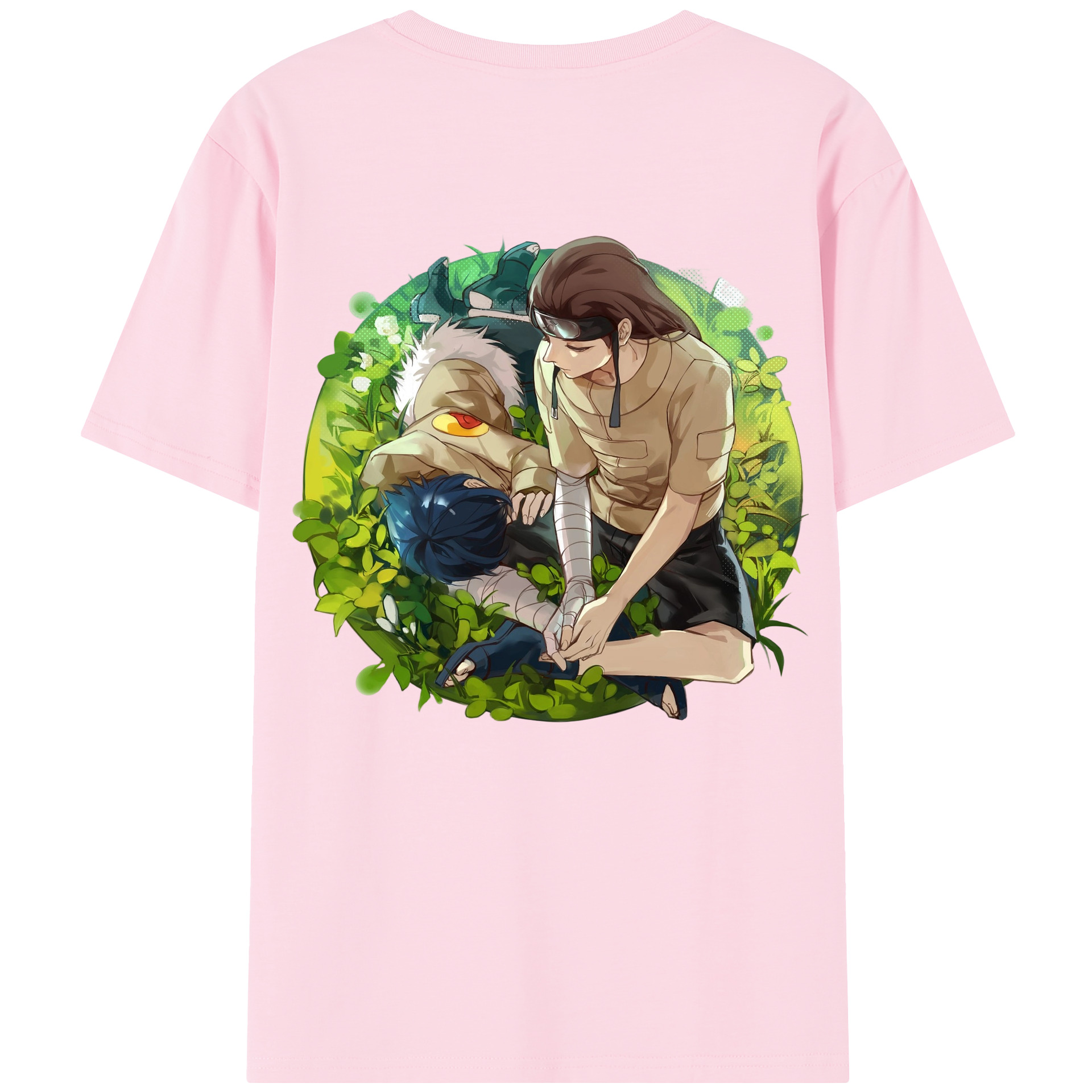 （画像用） NARUTO -ナルト- 日向ネジ Hyūga Neji 綿100％半袖Tシャツ（背面プリント）