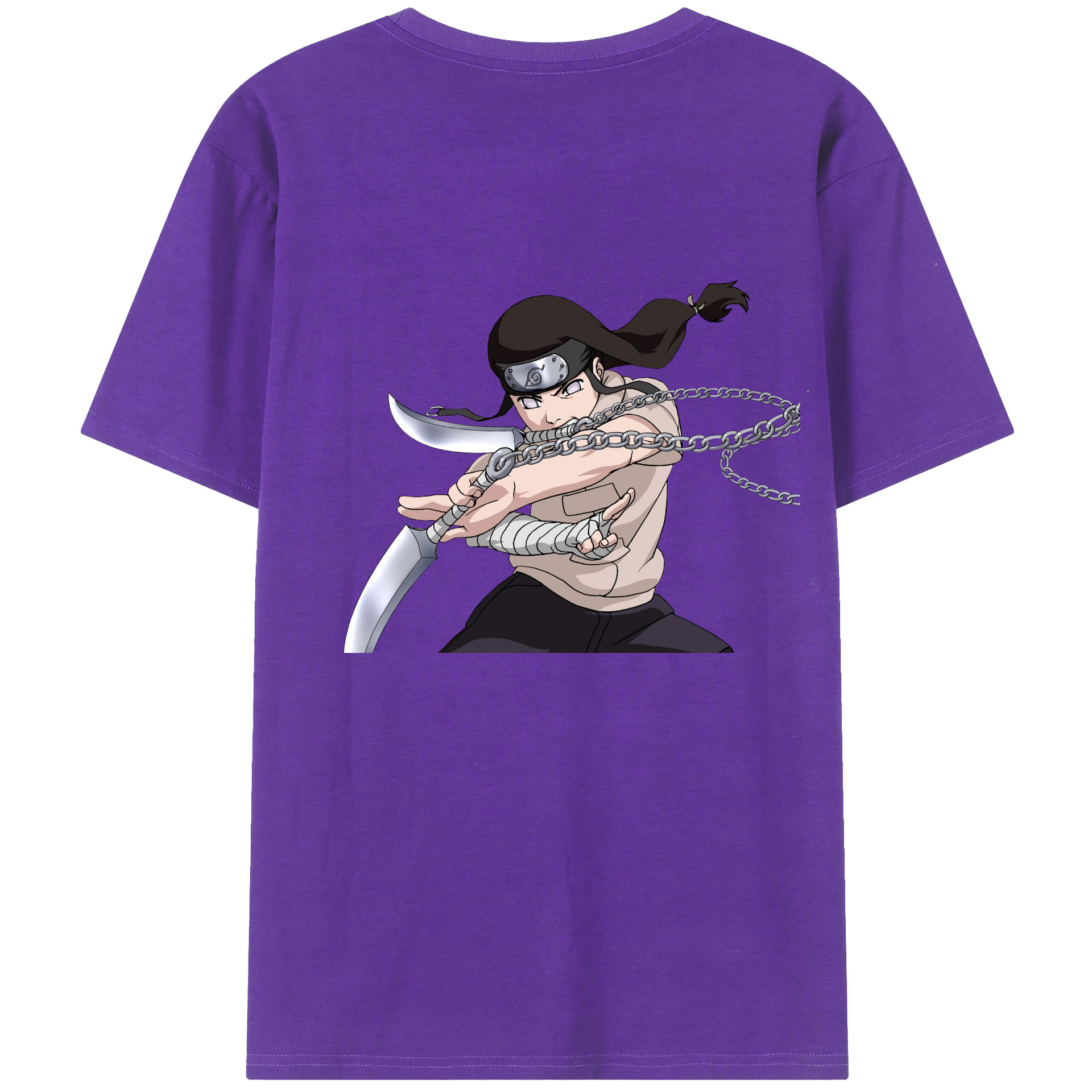 （画像用） NARUTO -ナルト- 日向ネジ Hyūga Neji 綿100％半袖Tシャツ（背面プリント）