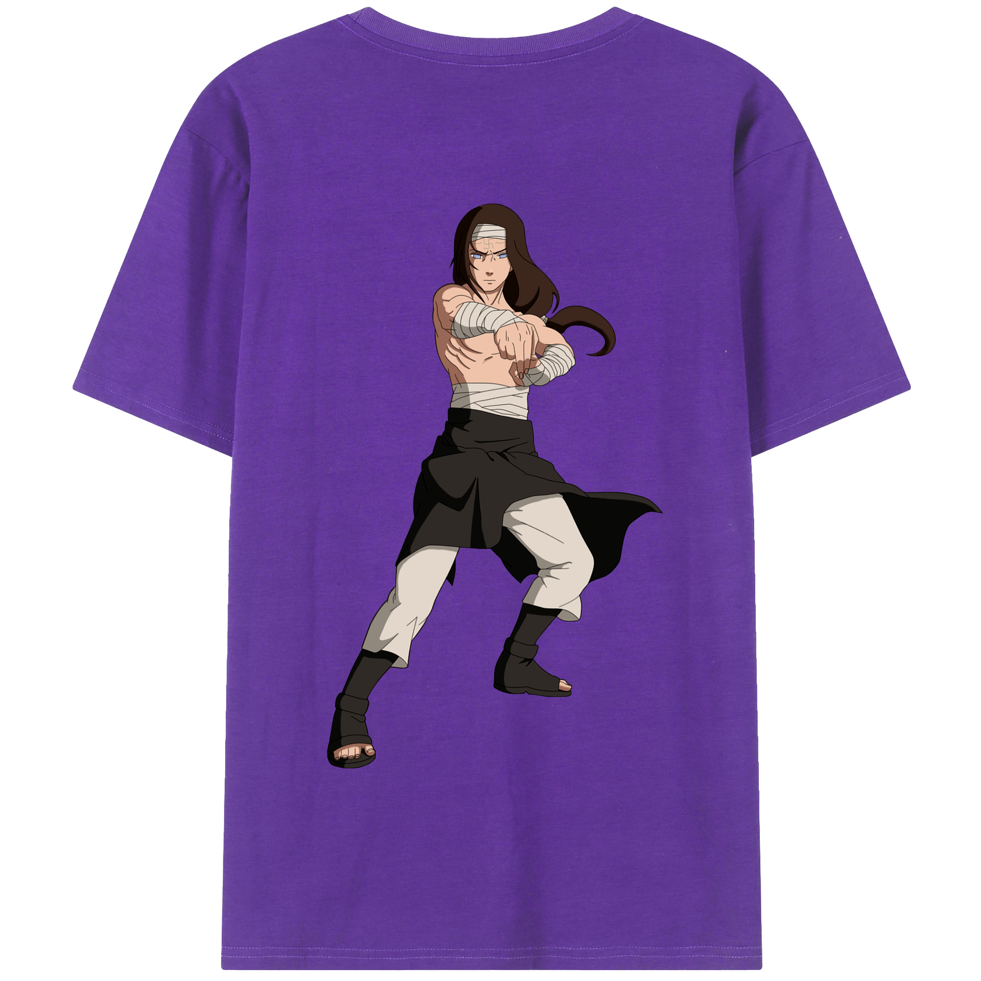 （画像用） NARUTO -ナルト- 日向ネジ Hyūga Neji 綿100％半袖Tシャツ（背面プリント）