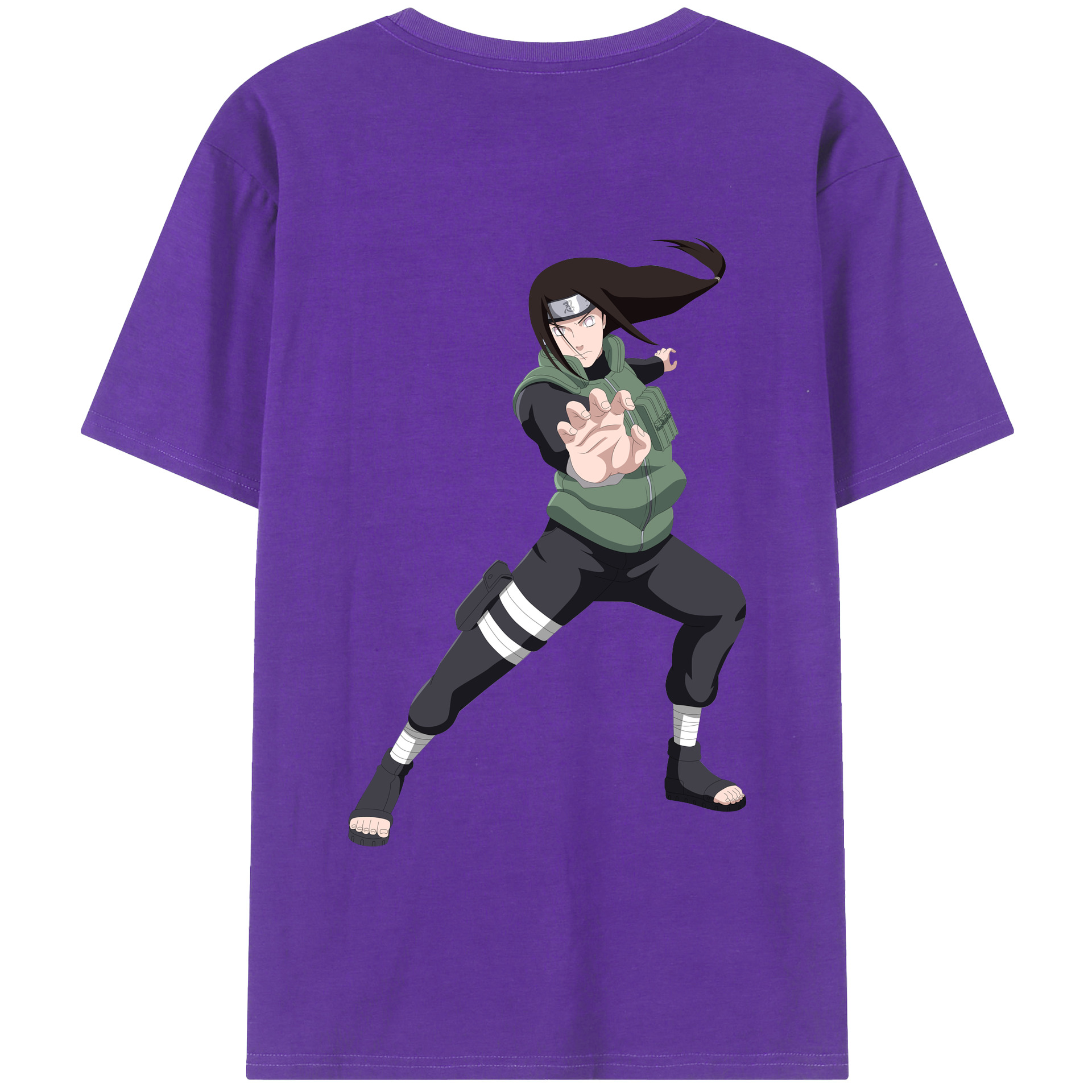（画像用） NARUTO -ナルト- 日向ネジ Hyūga Neji 綿100％半袖Tシャツ（背面プリント）