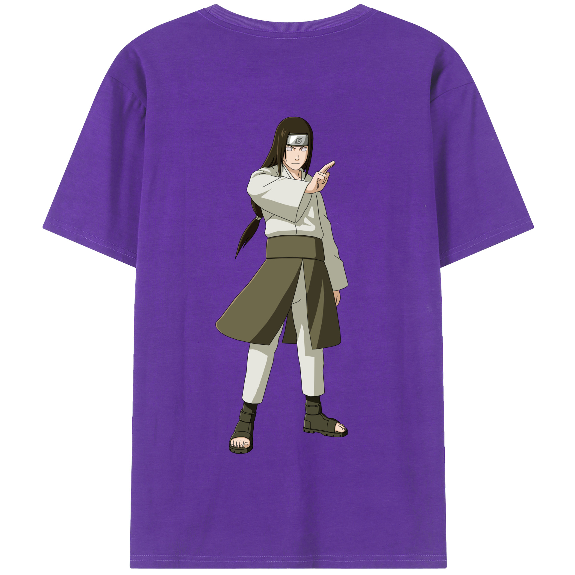（画像用） NARUTO -ナルト- 日向ネジ Hyūga Neji 綿100％半袖Tシャツ（背面プリント）