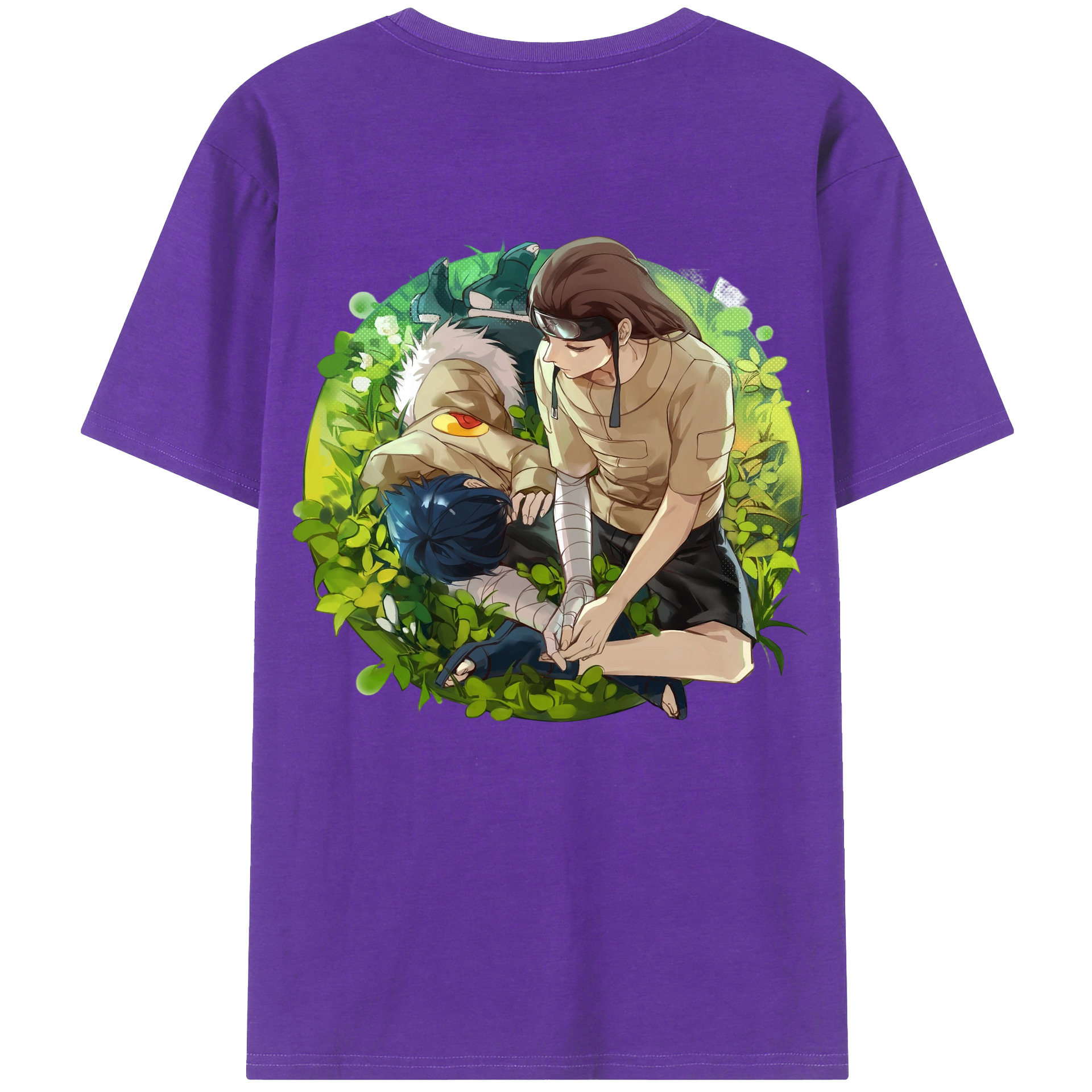 （画像用） NARUTO -ナルト- 日向ネジ Hyūga Neji 綿100％半袖Tシャツ（背面プリント）