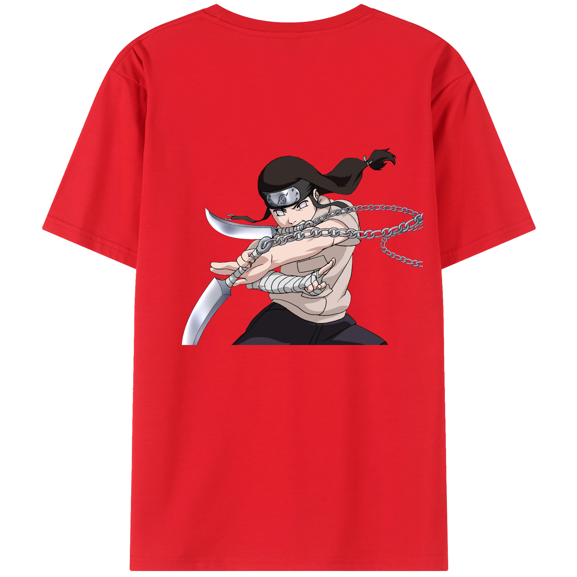 （画像用） NARUTO -ナルト- 日向ネジ Hyūga Neji 綿100％半袖Tシャツ（背面プリント）